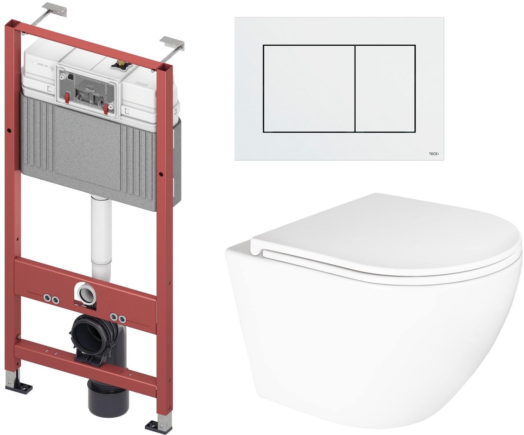 Set WC-Becken Oltens Hamnes 42524000, Unterputzrahmen Tece Base 9400407, 45111000, 9.240.400