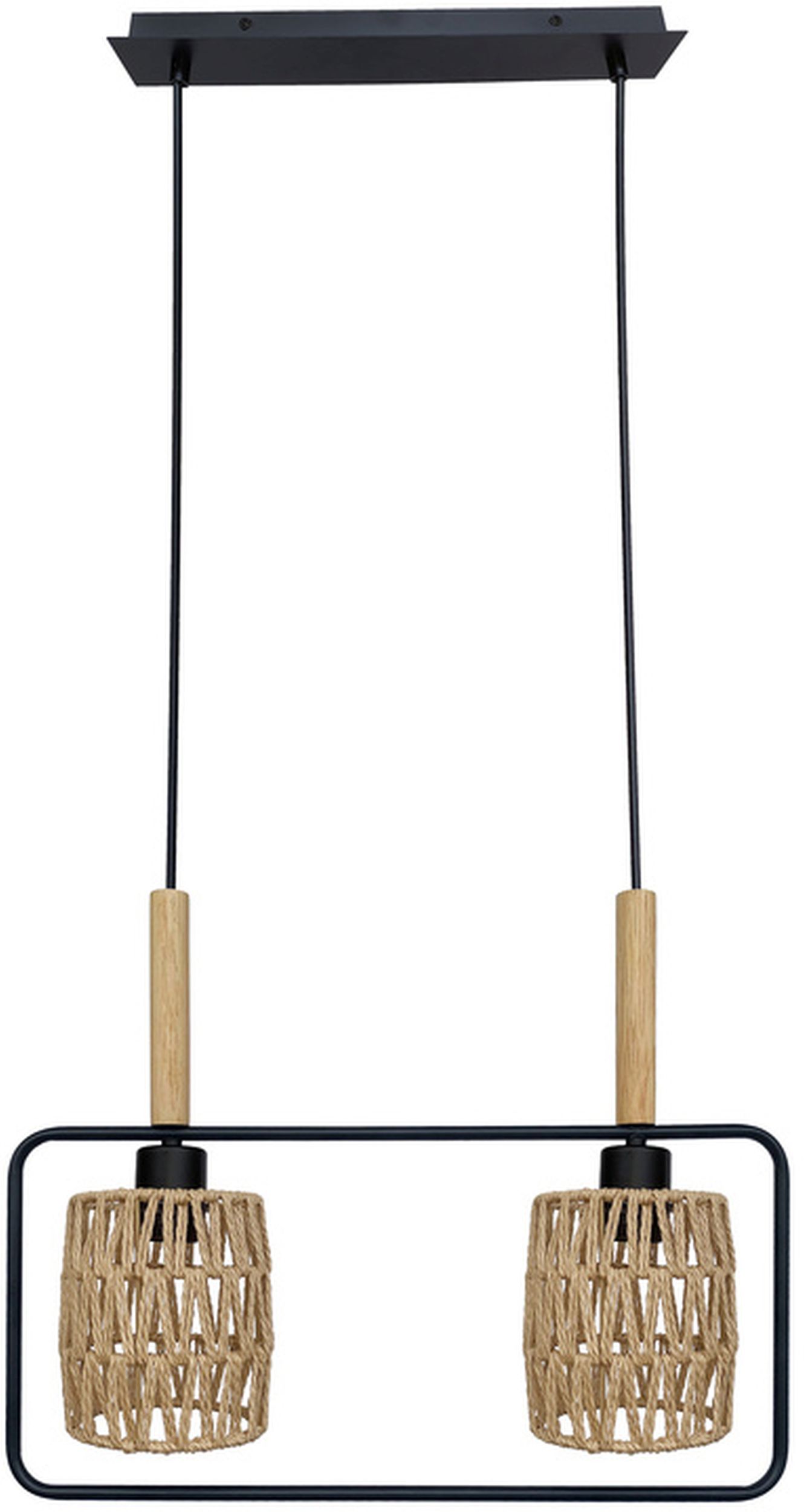 Candellux Crown Pendelleuchte 2x40 W schwarz-holz-beige 32-26774