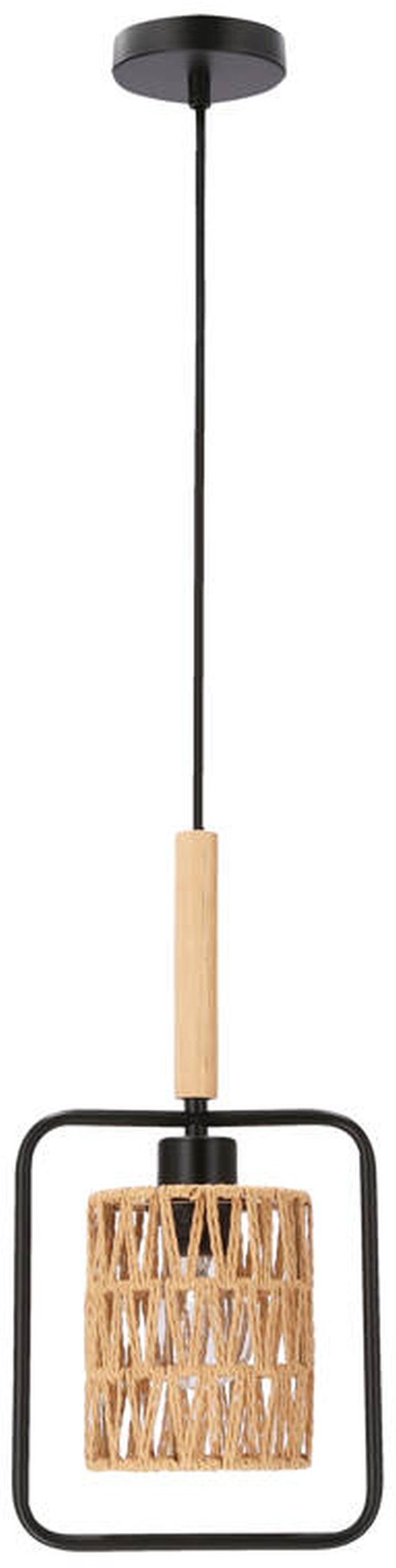Candellux Crown Pendelleuchte 1x40 W schwarz-holz-beige 31-26767