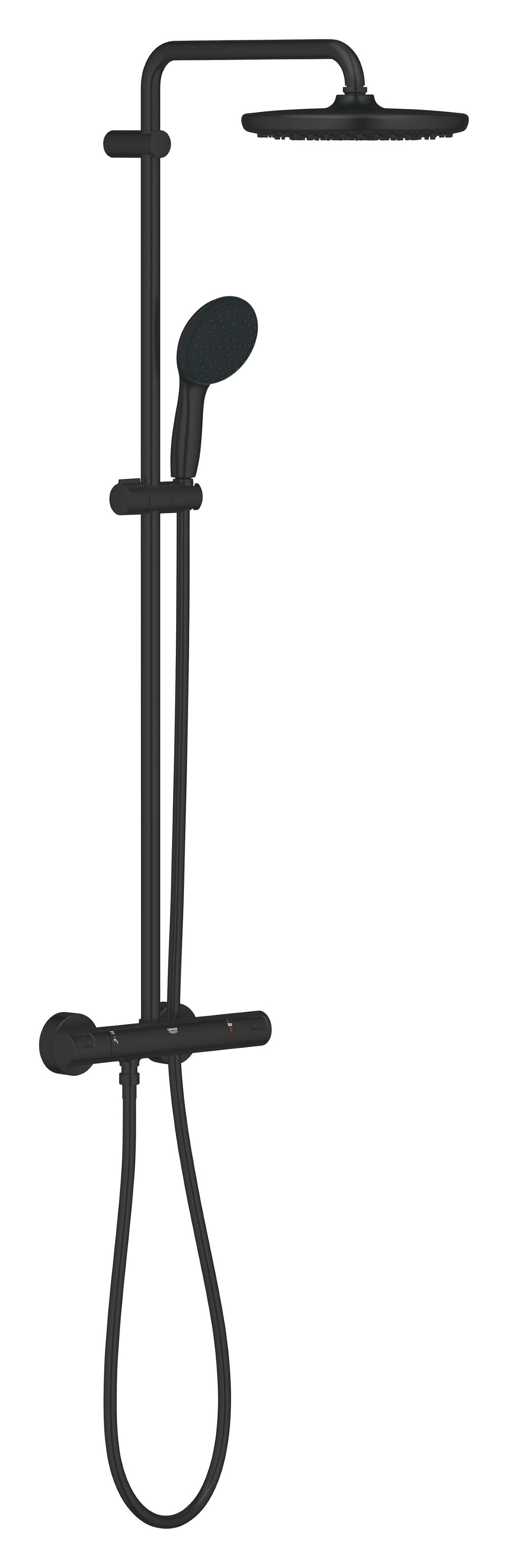 Grohe Vitalio Start System Duschset Wandmontage mit Thermostat mit Regenbrause schwarz 266772431