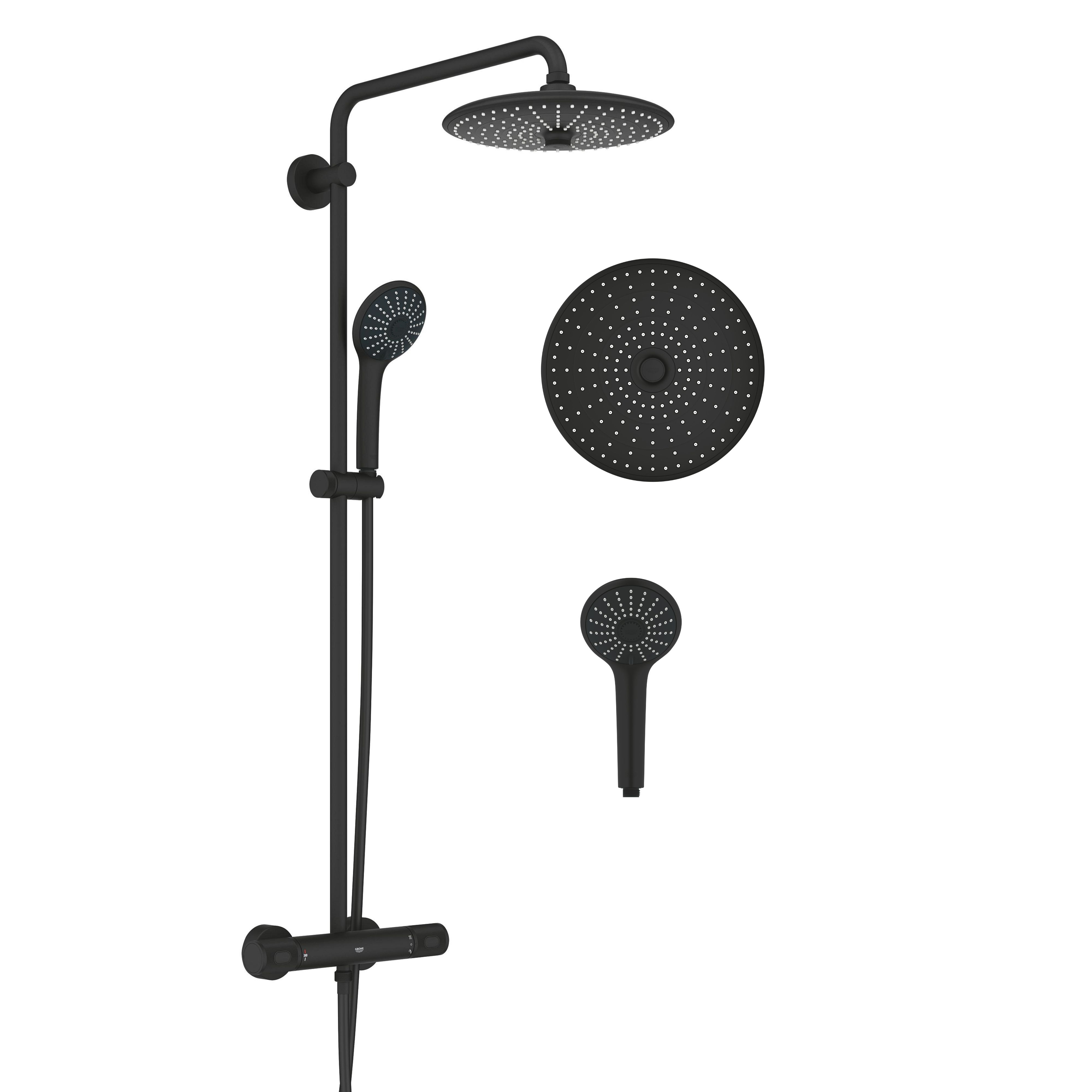 Grohe Vitalio Joy Duschset Wandmontage mit Thermostat mit Regenbrause schwarz 26403KF2