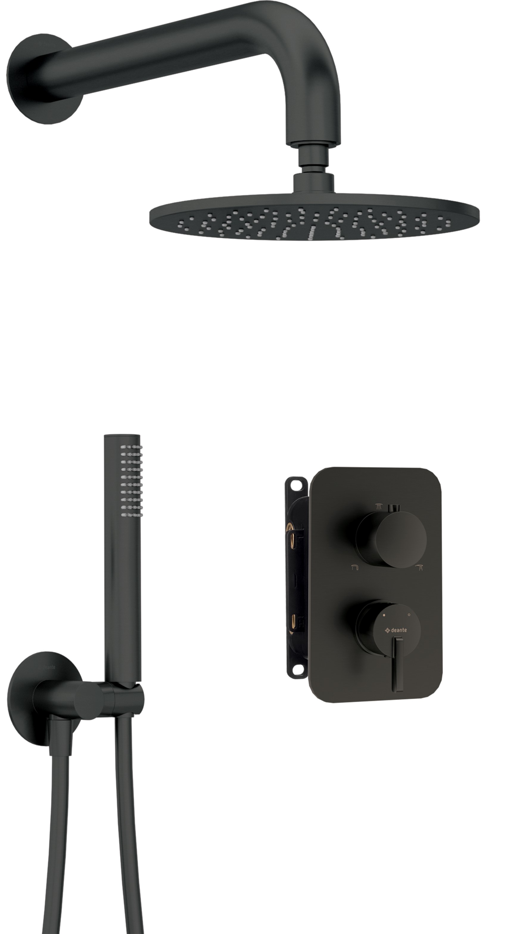 Deante Silia Duschset Unterputz mit Regenbrause schwarz BXYYNQSM