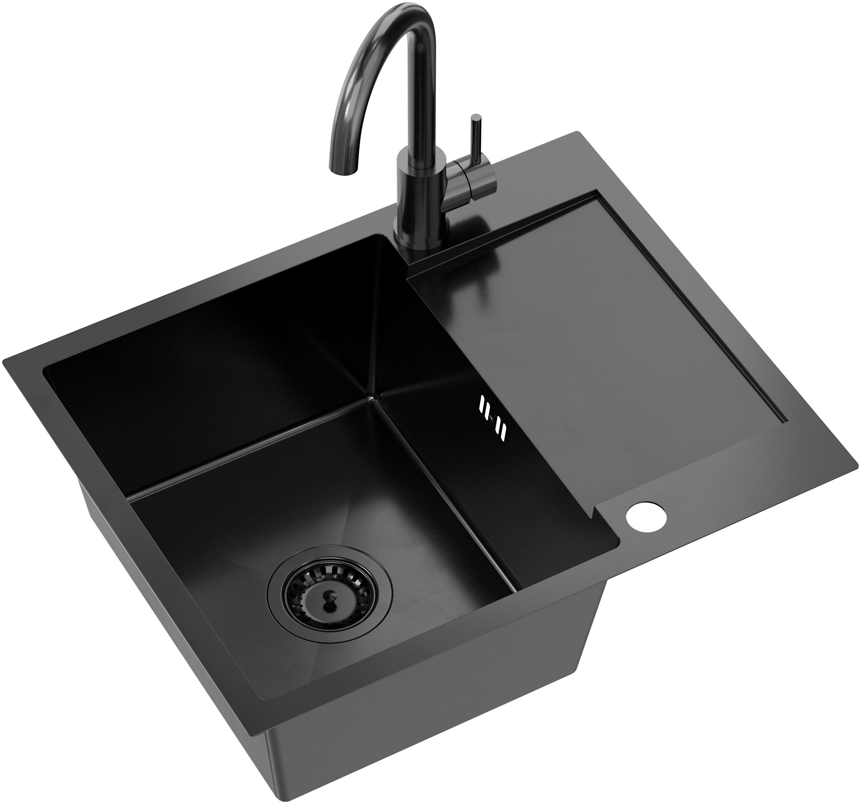 Quadron Luke waschbecken mit wasserhahn anthrazit/anthrazit ZH6048PVDBLM_3623500_PVDBLM