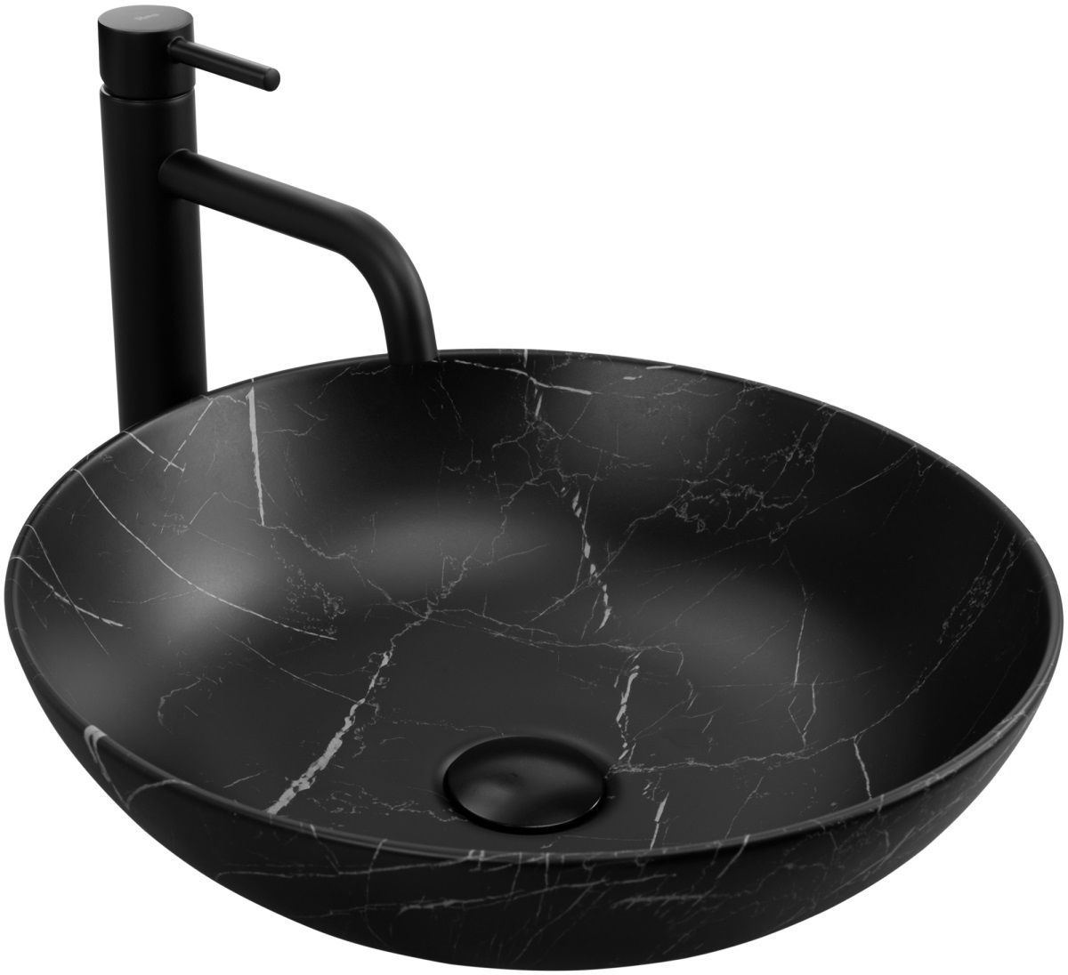 Rea Fibo Black Matt Waschbecken 40.5x40.5 cm rund Aufsatzwaschbecken schwarz REA-U3301