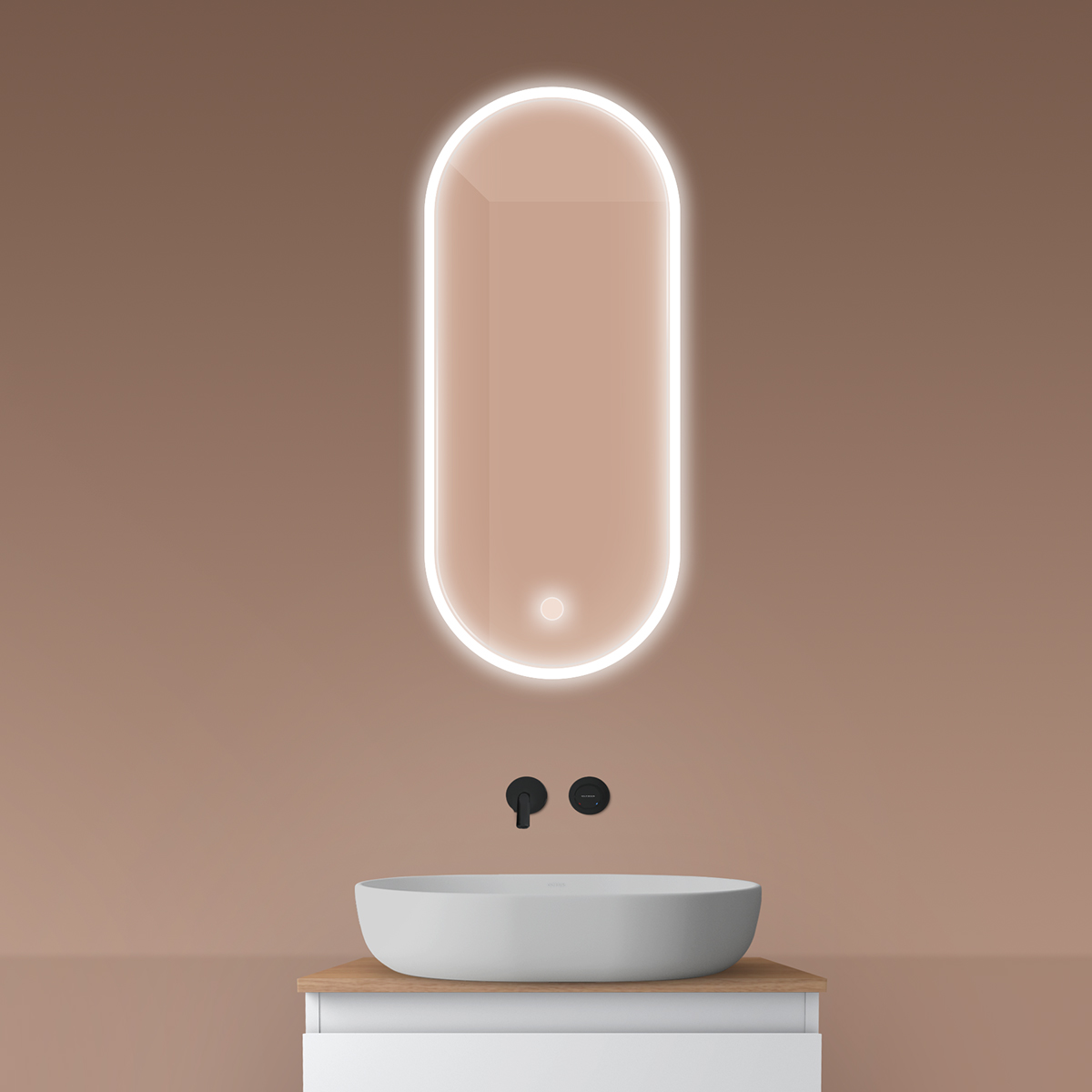 Oltens Nordlis Spiegel 40x90 cm oval mit Beleuchtung mit Spiegelheizung 64103000