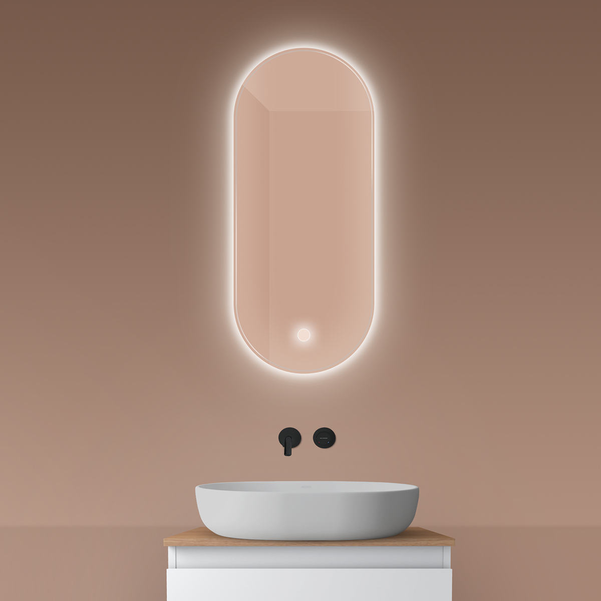 Oltens Nordlis Spiegel 40x90 cm oval mit Beleuchtung mit Spiegelheizung 64113000