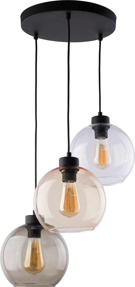 TK Lighting Cubus Pendelleuchte 3x15 W schwarz-transparent-bernstein-graphit 2831