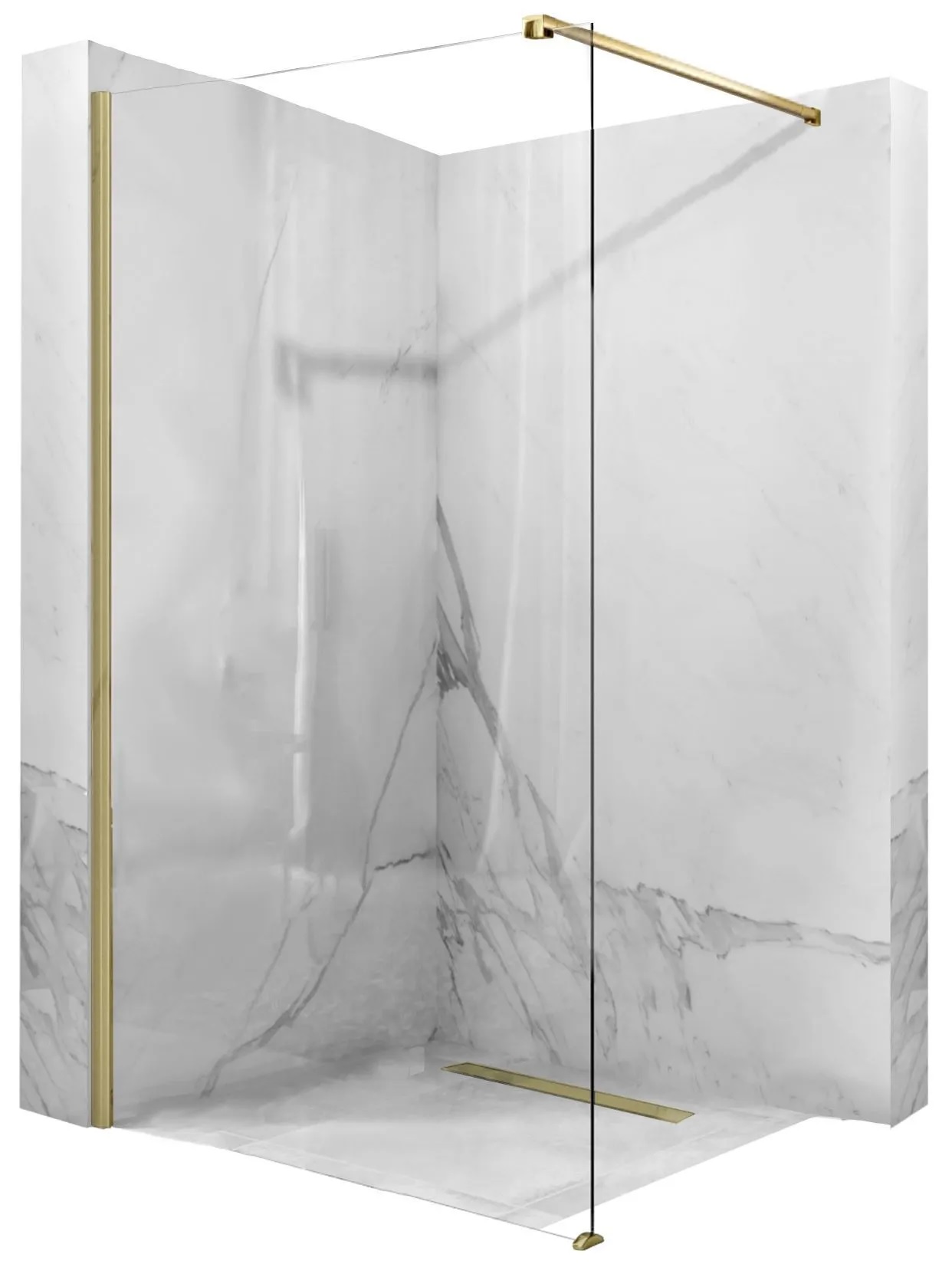 Rea Aero Begehbare Duschwand 110 cm gold gebürstet/durchsichtiges Glas REA-K9840