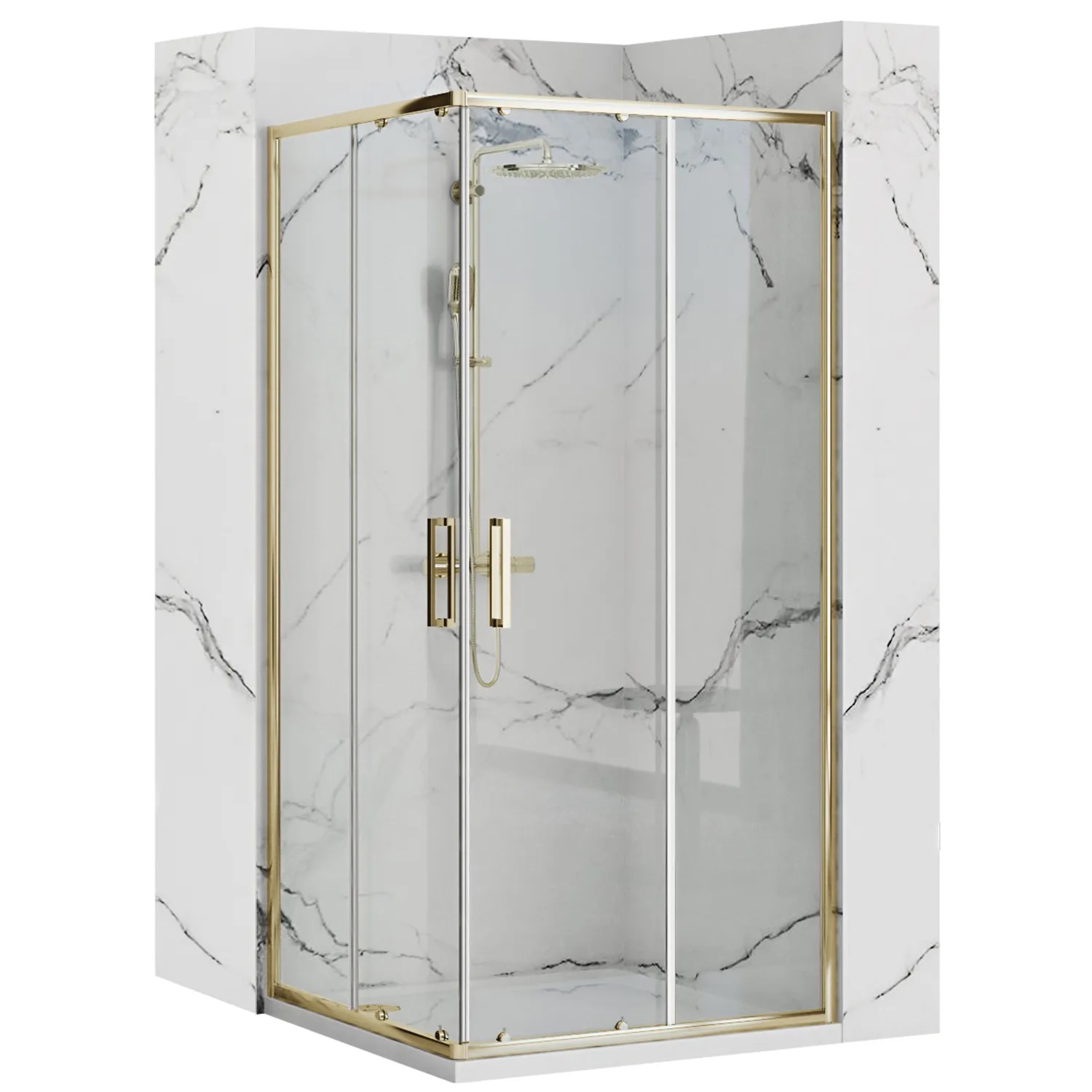 Rea Punto Dusche 97.5x77.5 cm rechteckig gold Glanz/durchsichtiges Glas REA-K6442
