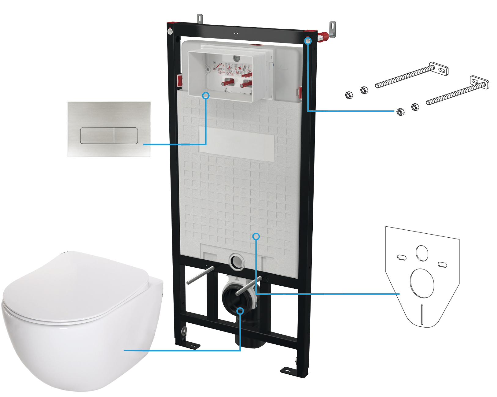 Deante Peonia set bestehend aus einem rahmen mit einer schüssel, einem brett und einem knopf CDEF6ZPW