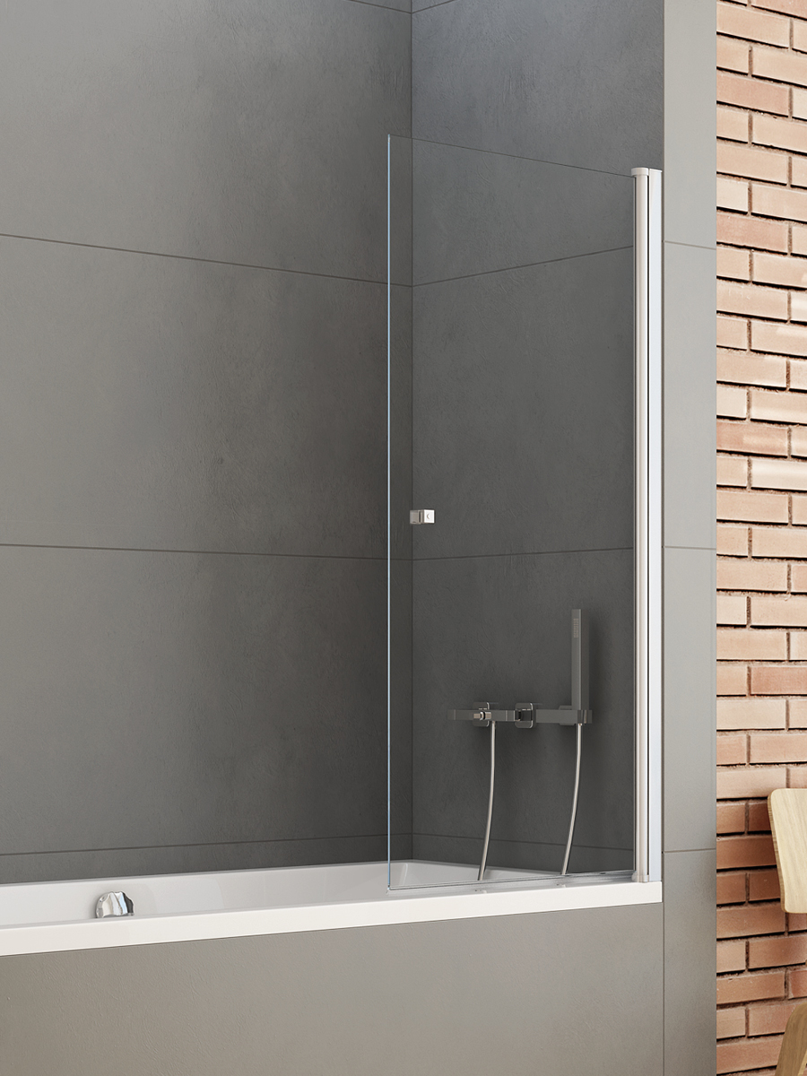 New Trendy New Soleo Badewannenabtrennung 60 cm einteilig chrom Glanz/durchsichtiges Glas P-0065