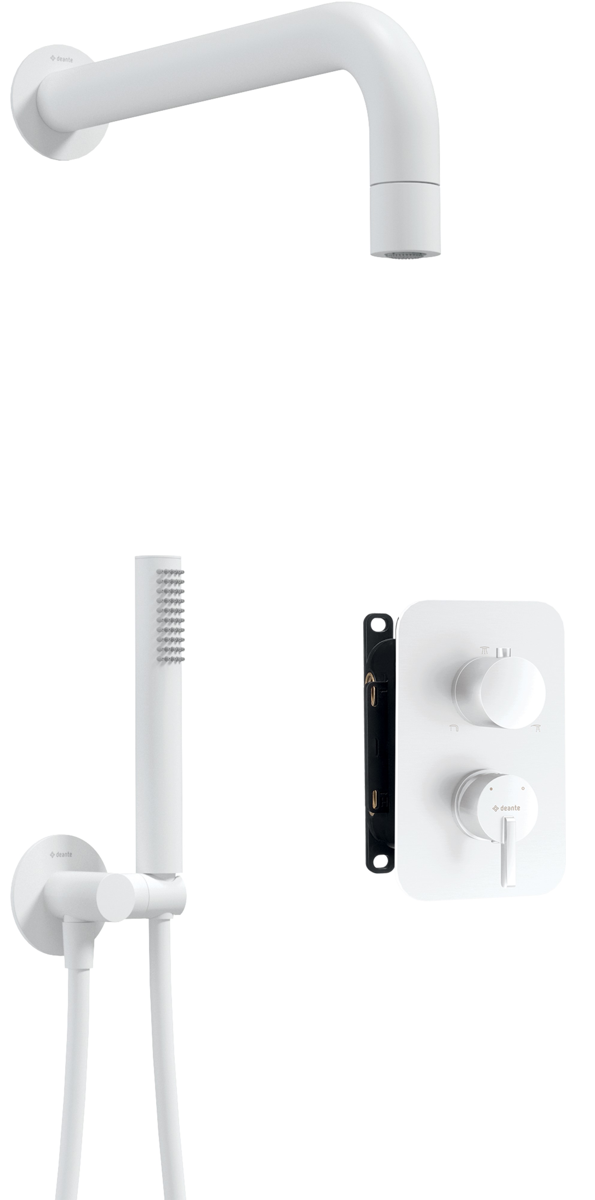 Deante Silia Badewannen- und Duschset Unterputz mit Regenbrause weiß BXYZAQSM