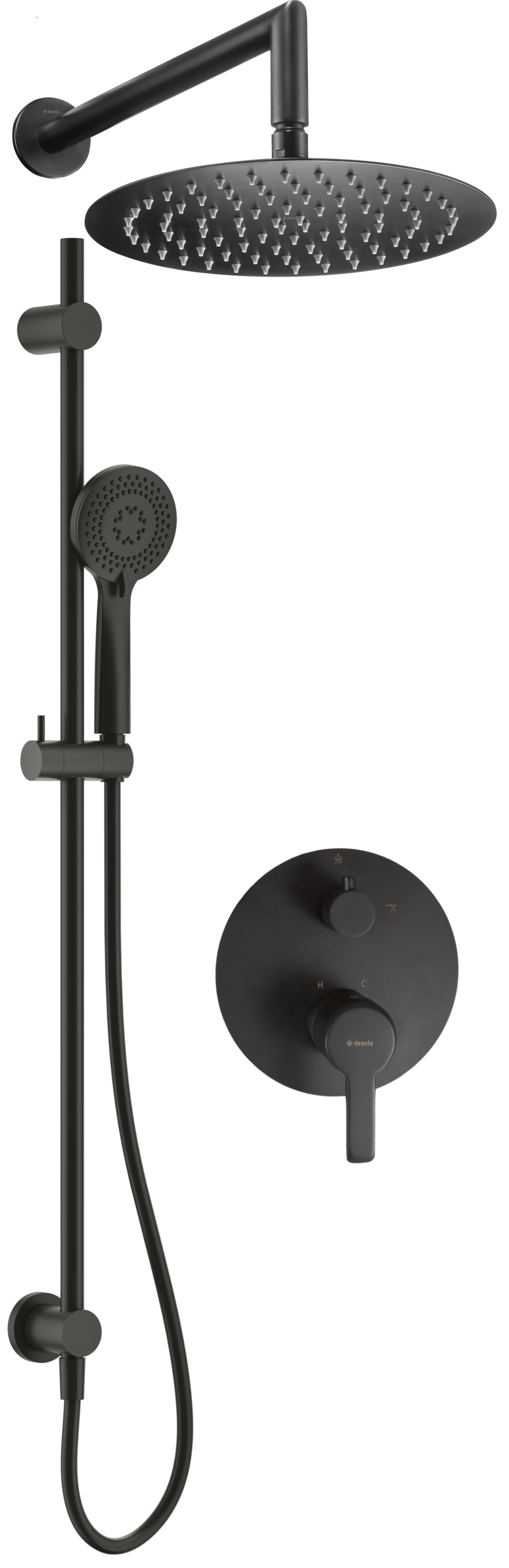 Deante Arnika Badewannen- und Duschset Unterputz mit Regenbrause schwarz NAC_N6QP