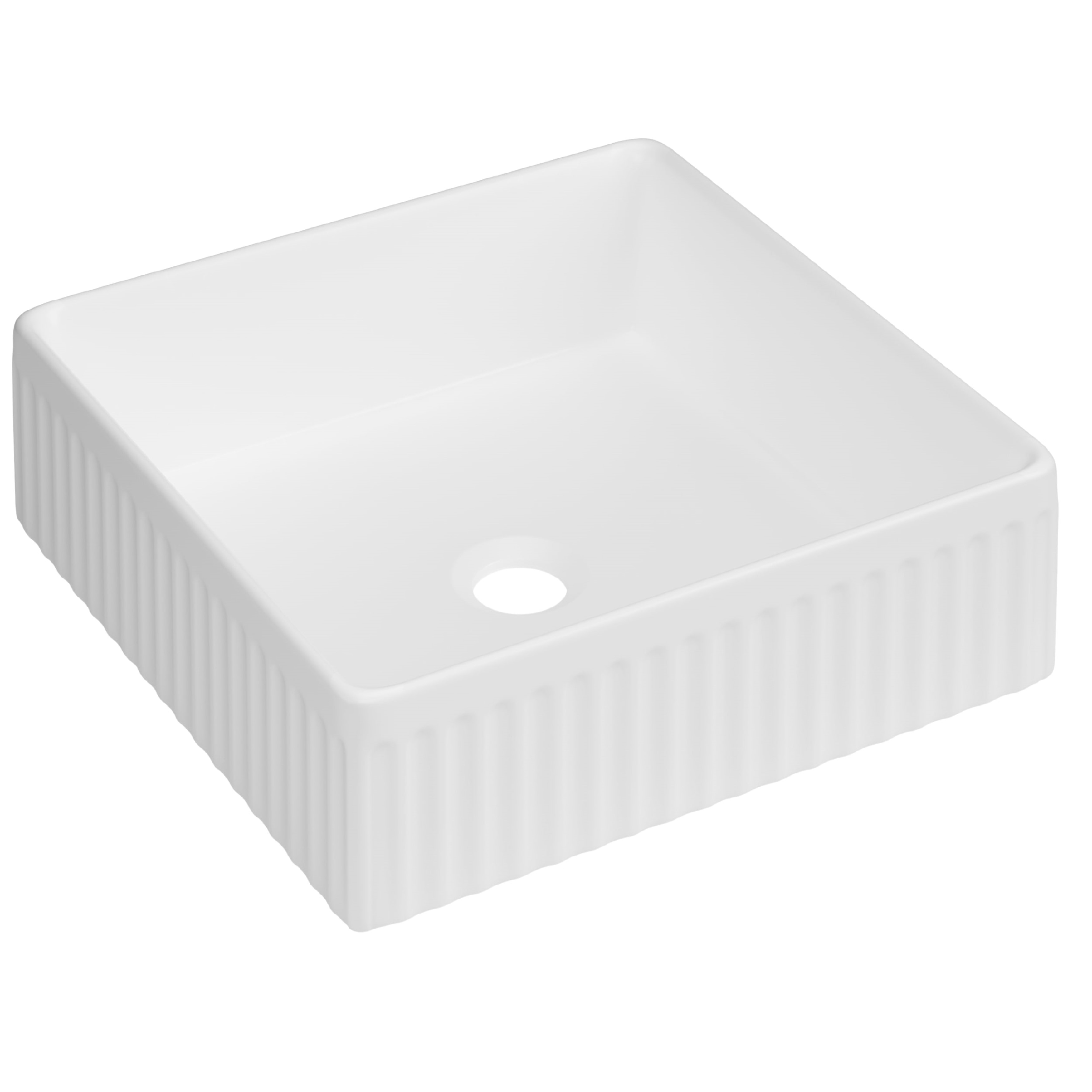 Invena Glamour Waschbecken 36.5x36.5 cm quadratisch Aufsatzwaschbecken weiß CE-63-K01