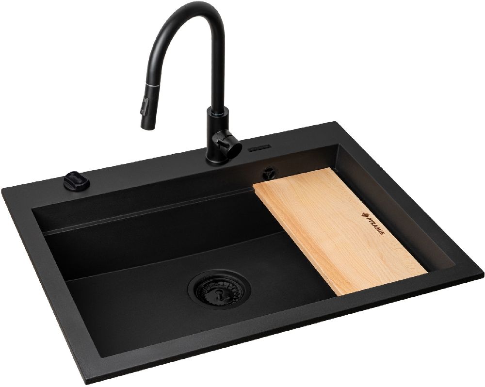 Pyramis Siros Waschbecken mit Wasserhahn schwarz/schwarz 070177802BE