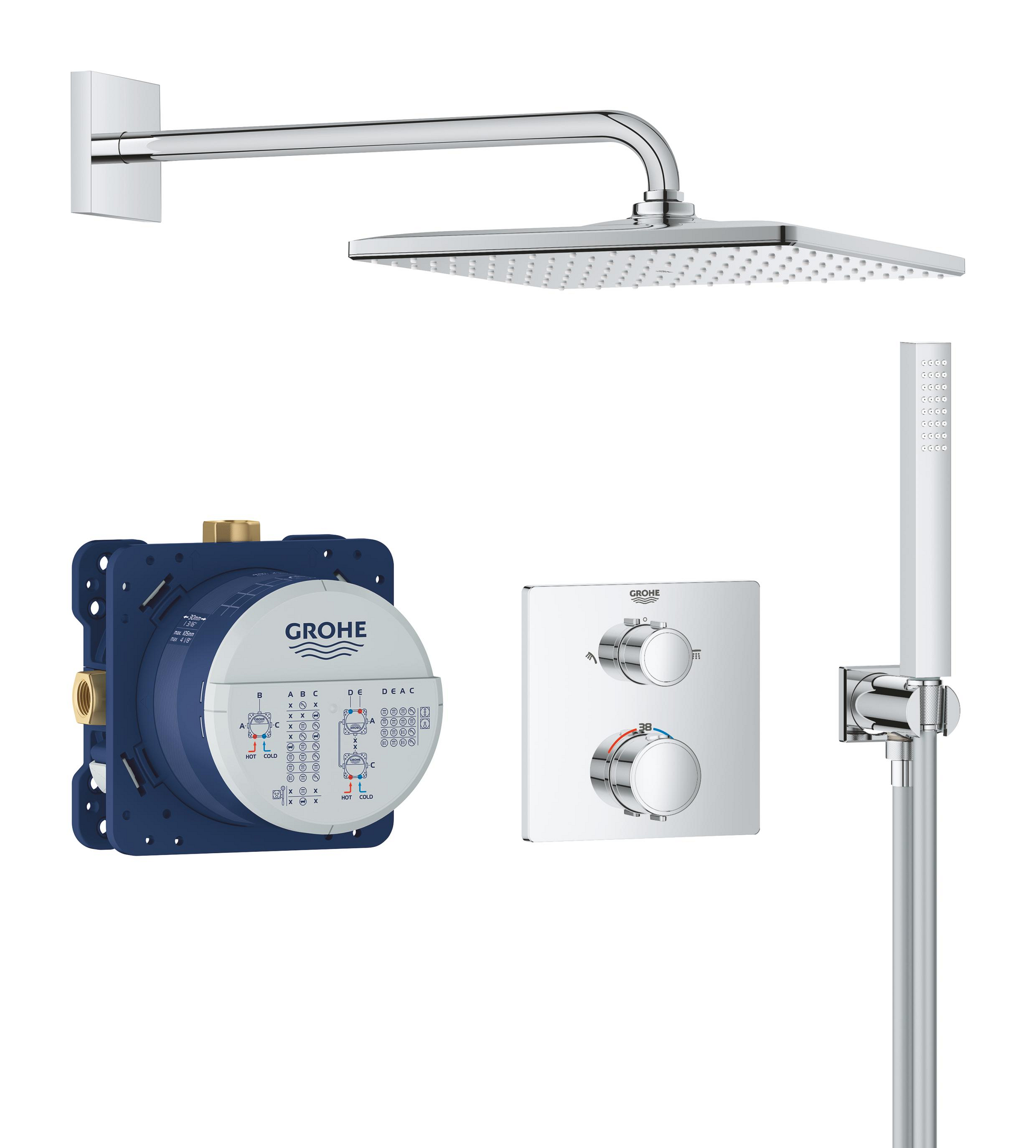 Grohe Vitalio Start Duschset Unterputz mit Thermostat mit Regenbrause chrom 34881000
