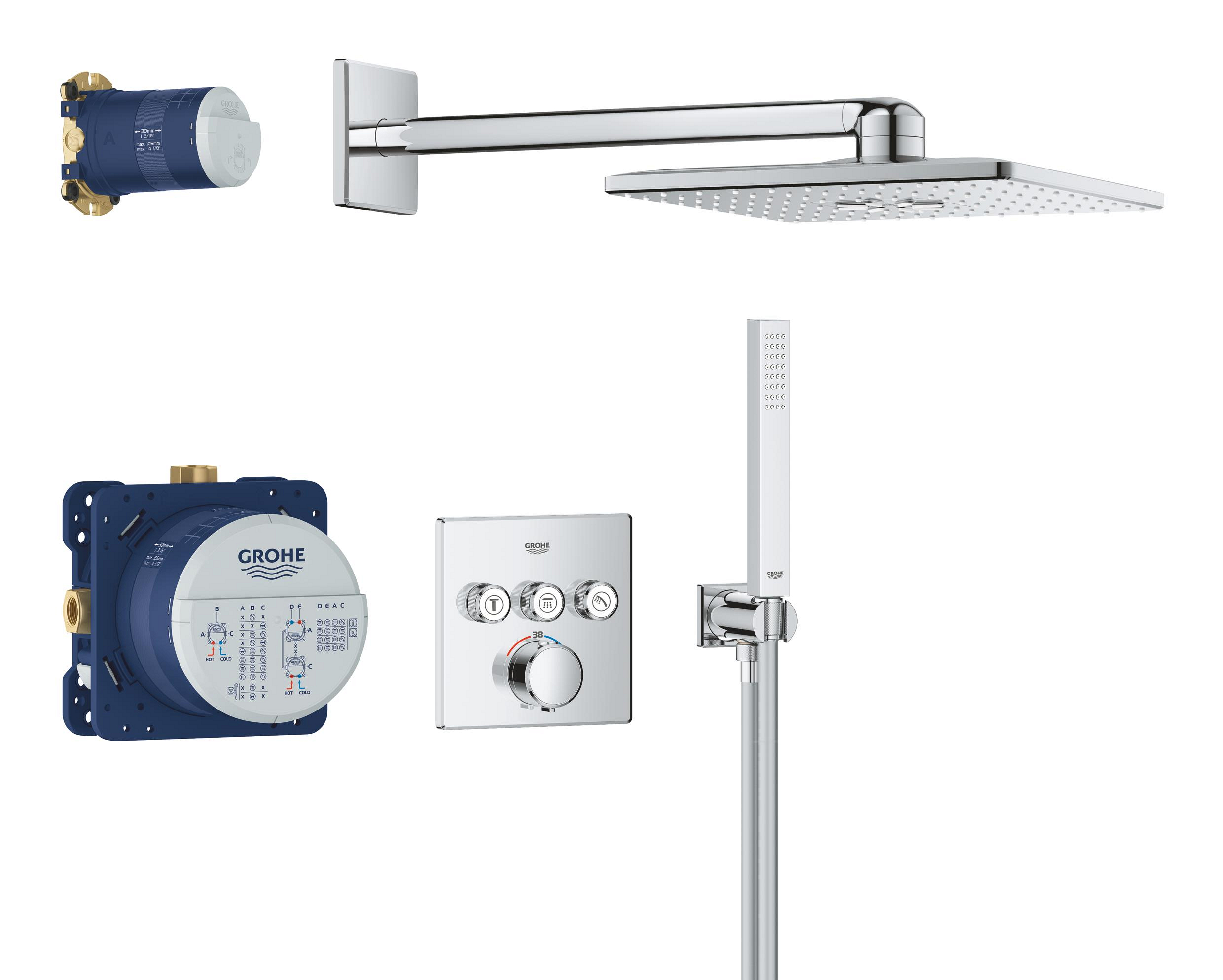 Grohe Precision Smartcontrol Duschset Unterputz mit Thermostat mit Regenbrause chrom 34875000