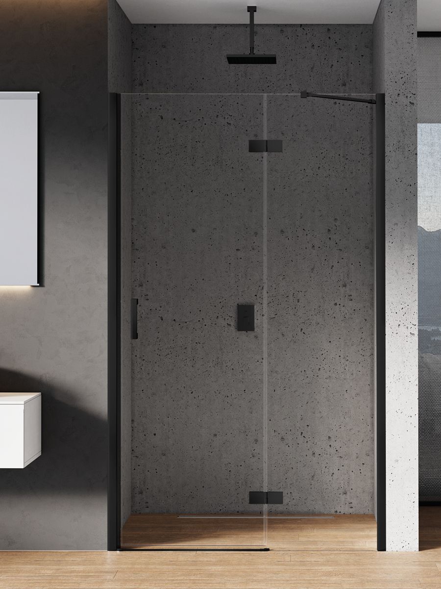 New Trendy New Renoma Black Duschtüren 80 cm aufklappbar schwarz Matte/durchsichtiges Glas D-0194A