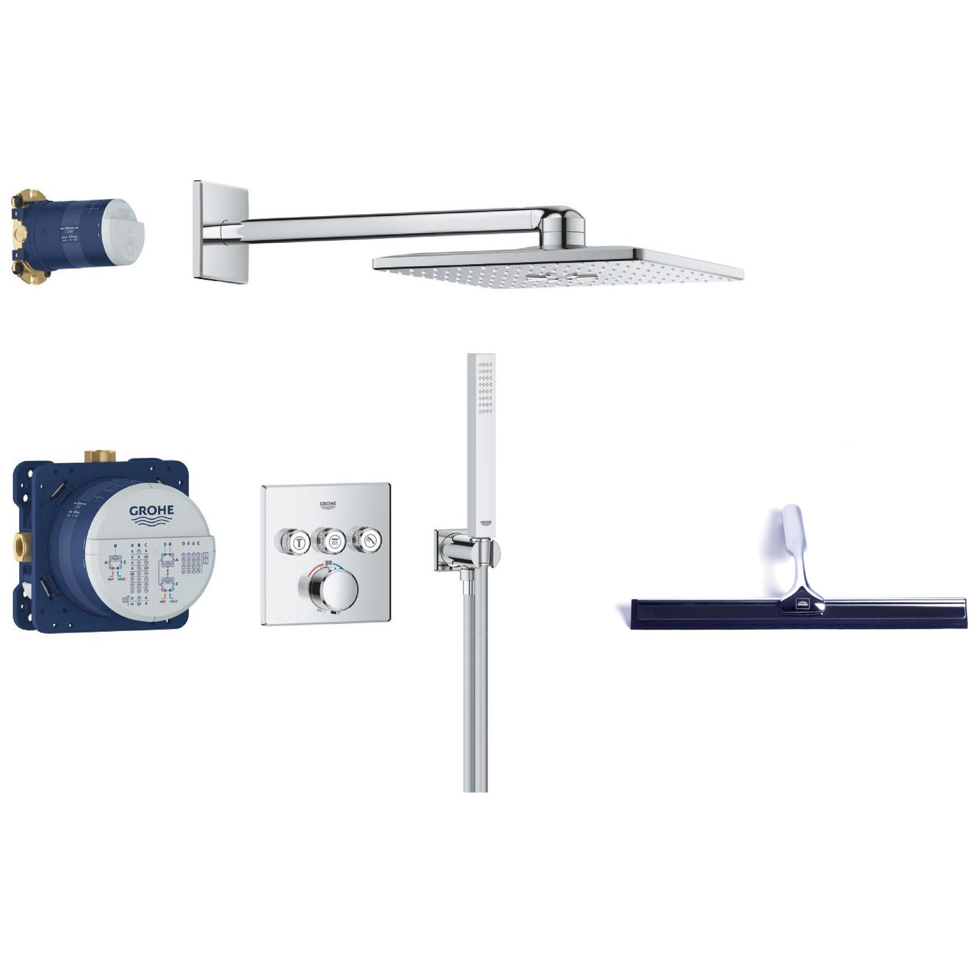 Set Duschset Grohe Precision Smartcontrol 34875000, Wasserabzieher Grohe 4067393055617