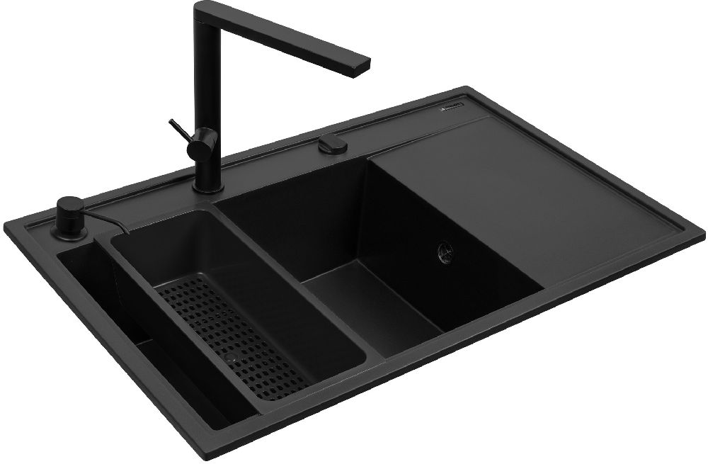 Pyramis Camea Waschbecken mit Wasserhahn schwarz/schwarz 070168402BT