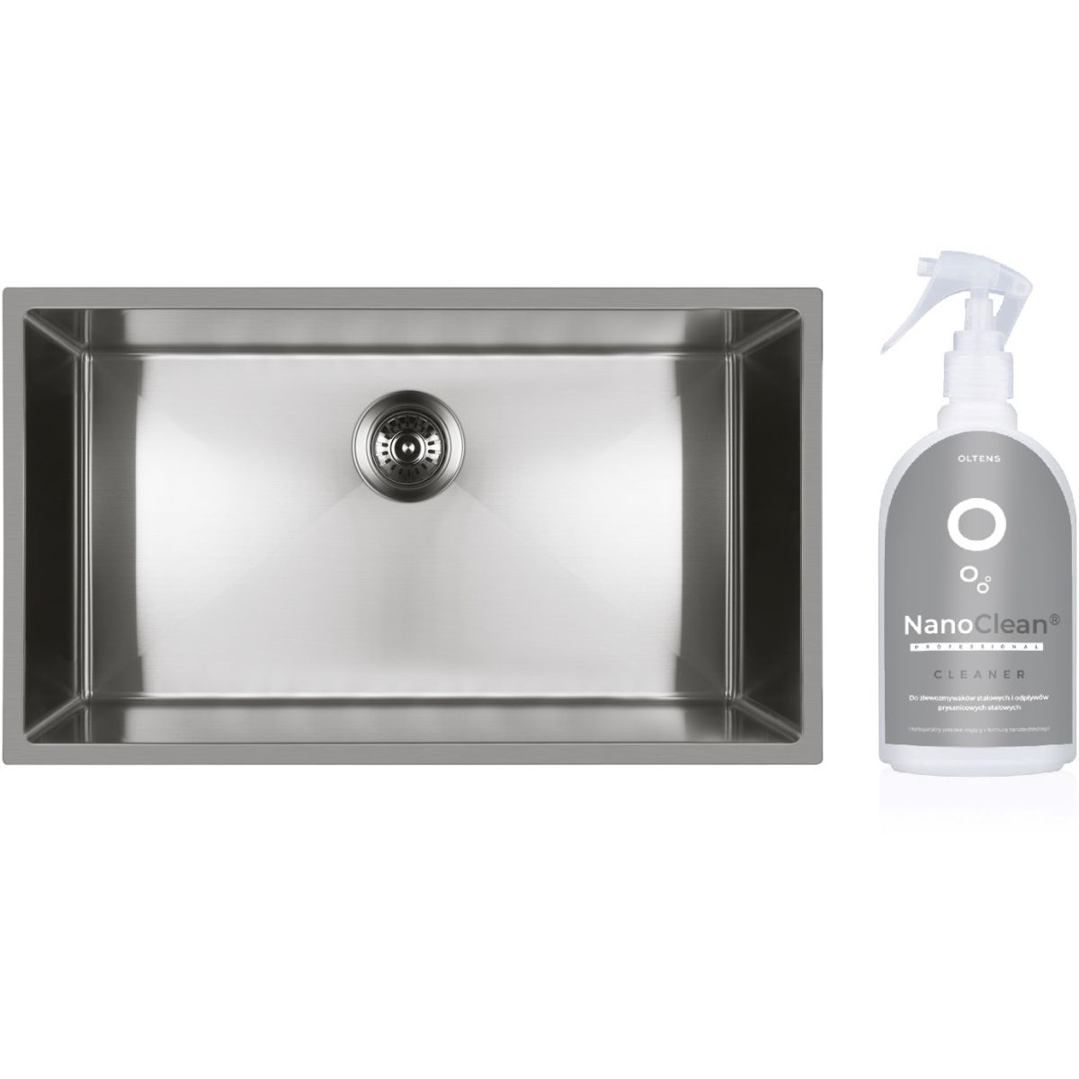 Set Stahlspüle Oltens Stalvask 71102100, Reinigungsmittel für Stahlspülen Oltens NanoClean 89600000