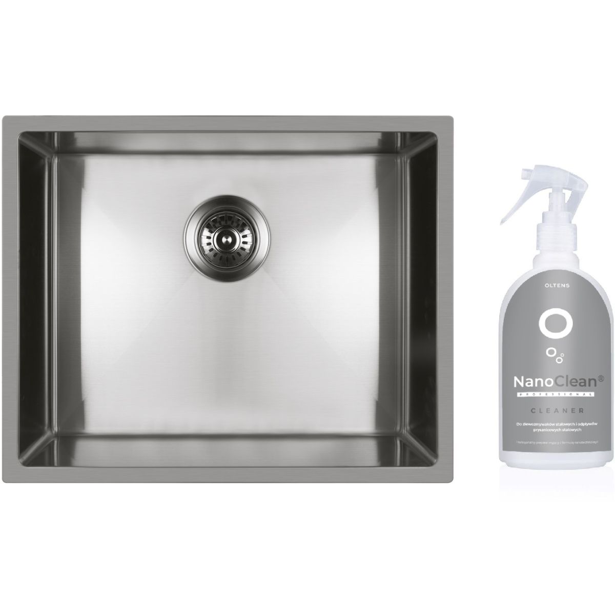 Set Stahlspüle Oltens Stalvask 71101100, Reinigungsmittel für Stahlspülen Oltens NanoClean 89600000