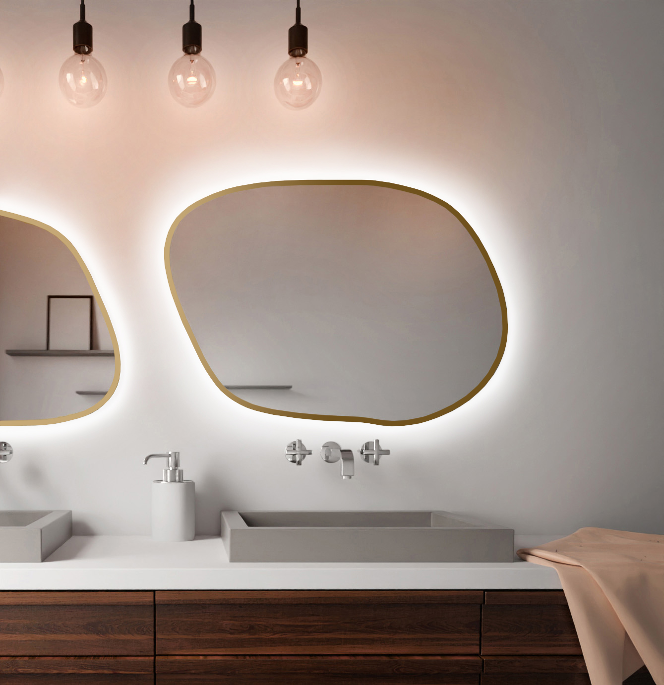 Baltica Design Bright Stain IV Spiegel 50x36 cm mit Beleuchtung gold 5904107921211