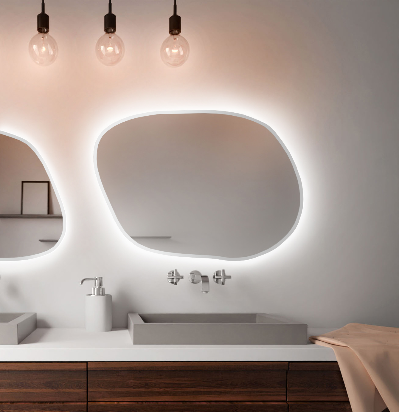 Baltica Design Bright Stain IV Spiegel 50x36 cm mit Beleuchtung weiß 5904107920658