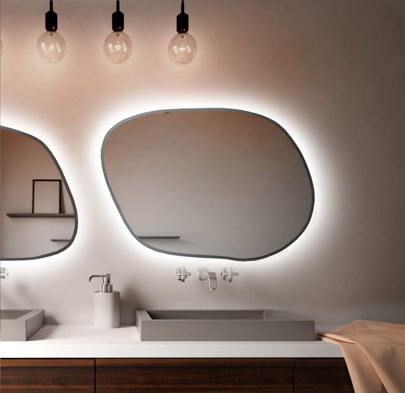 Baltica Design Bright Stain IV Spiegel 60x43 cm mit Beleuchtung silber 5904107921051