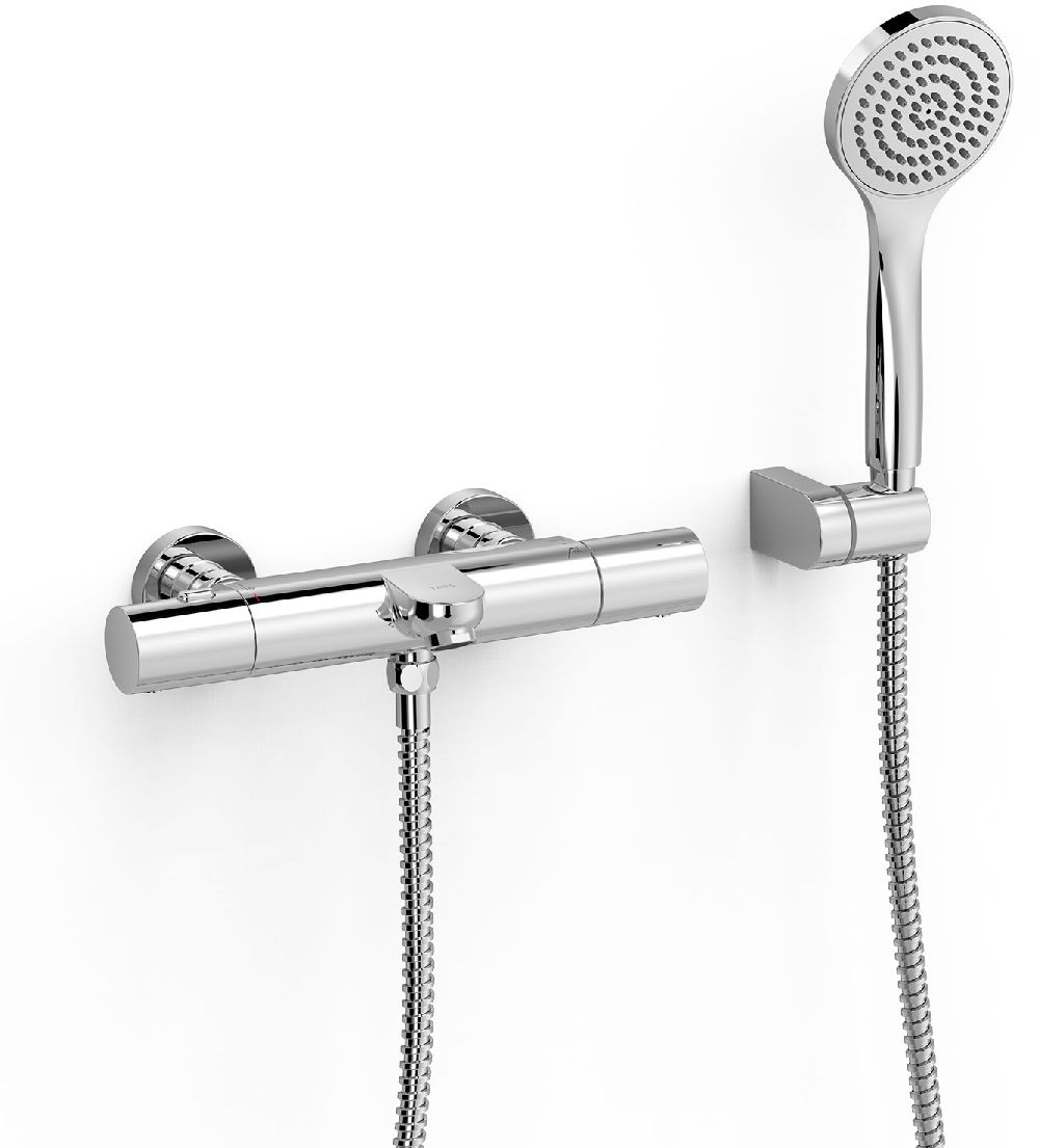Tres Over-Wall Badewannen- und Duscharmatur Wandmontage mit Thermostat chrom 19017419