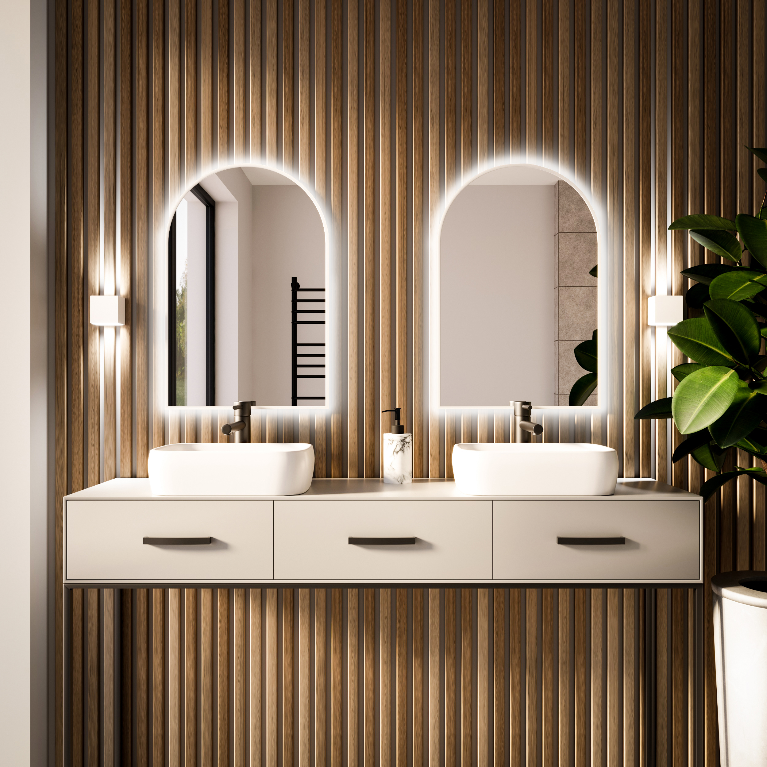 Baltica Design Tiny Border Pastille Cut Spiegel 50x160 cm mit Beleuchtung weiß 5904107929934