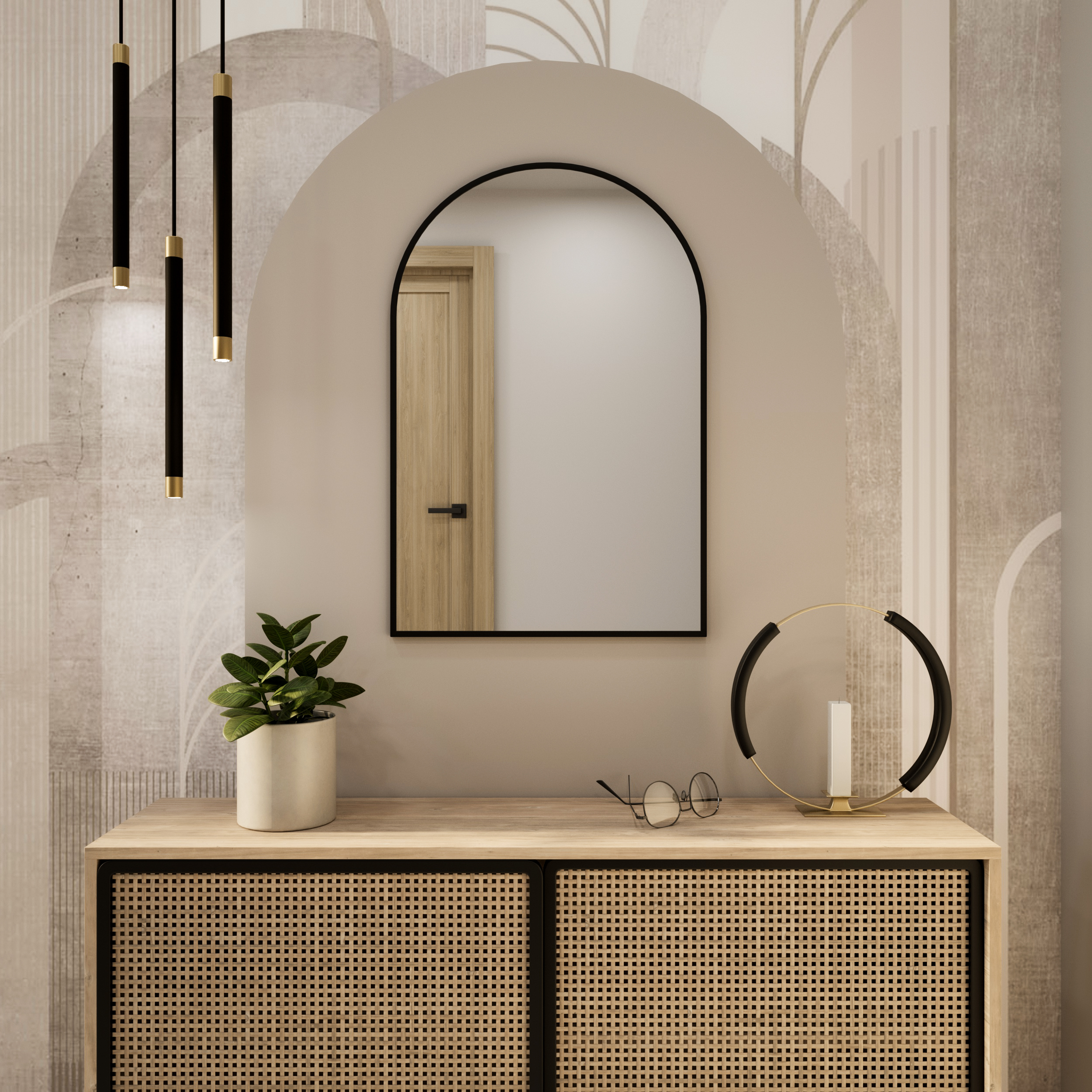 Baltica Design Tiny Border Pastille Cut Spiegel 60x180 cm schwarz 5904107924793