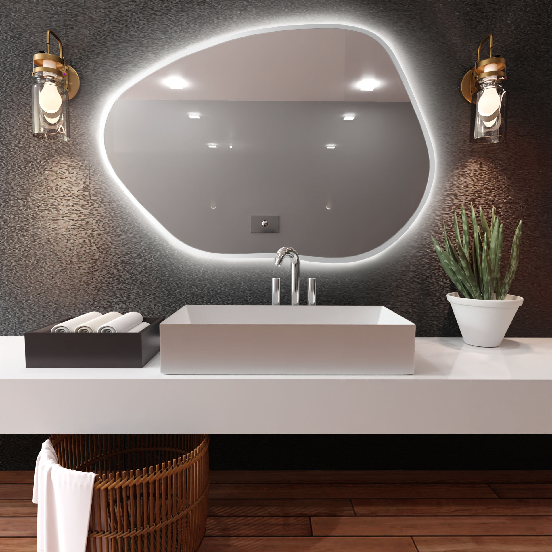 Baltica Design Bright Stain I Spiegel 100x72 cm mit Beleuchtung weiß 5904107918655