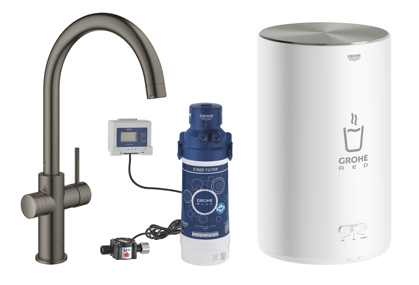 Grohe Red Küchenarmatur mit Boiler Stehend Brushed Hard Graphite 30083AL1