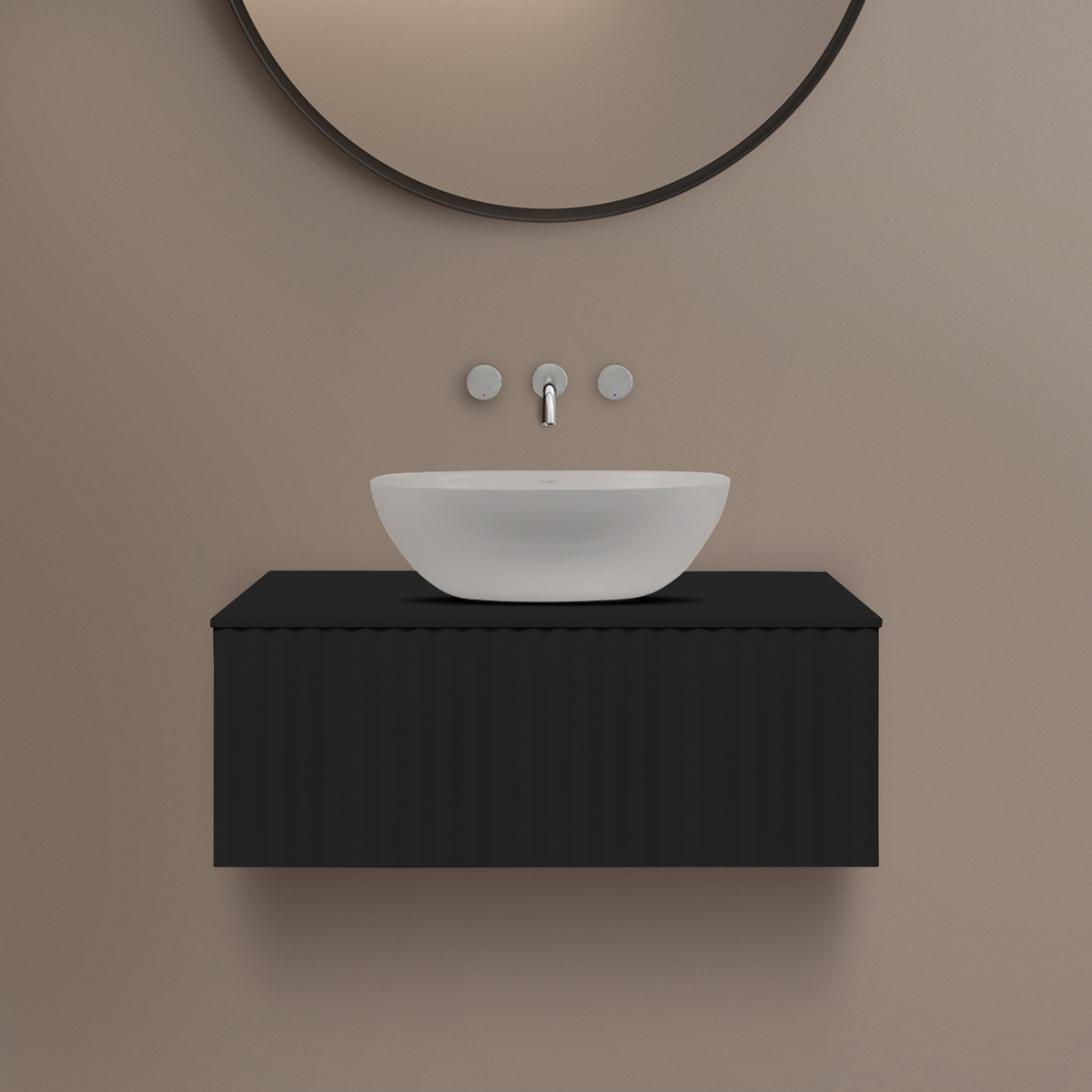 Ksuro 02 Kabinett 80x46.6x30 cm Unterschrank hängend schwarz 50003030