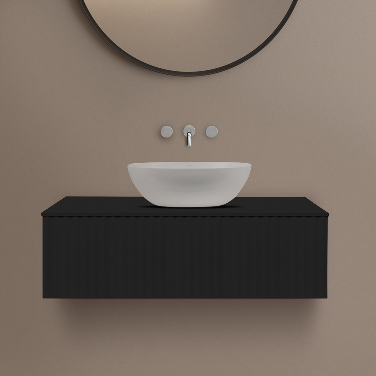 Ksuro 02 Kabinett 100x46.4x30 cm Unterschrank hängend schwarz 50004030