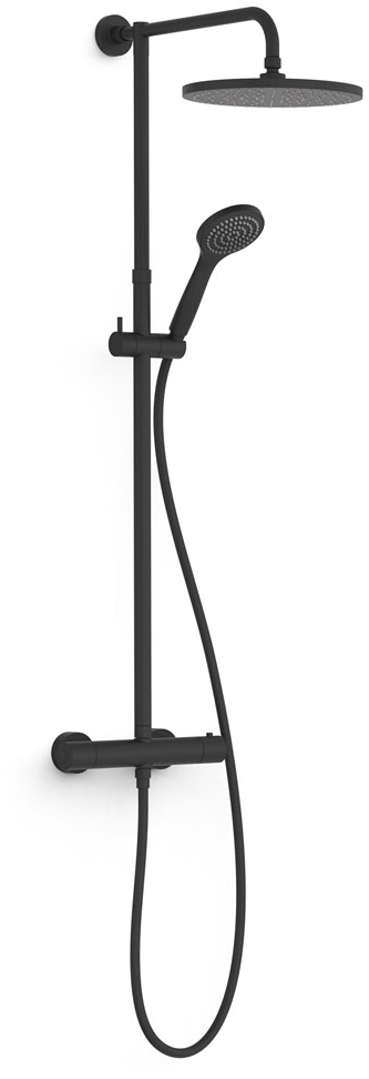 Tres Base Plus Duschset Unterputz mit Thermostat mit Regenbrause schwarz 21639302NM