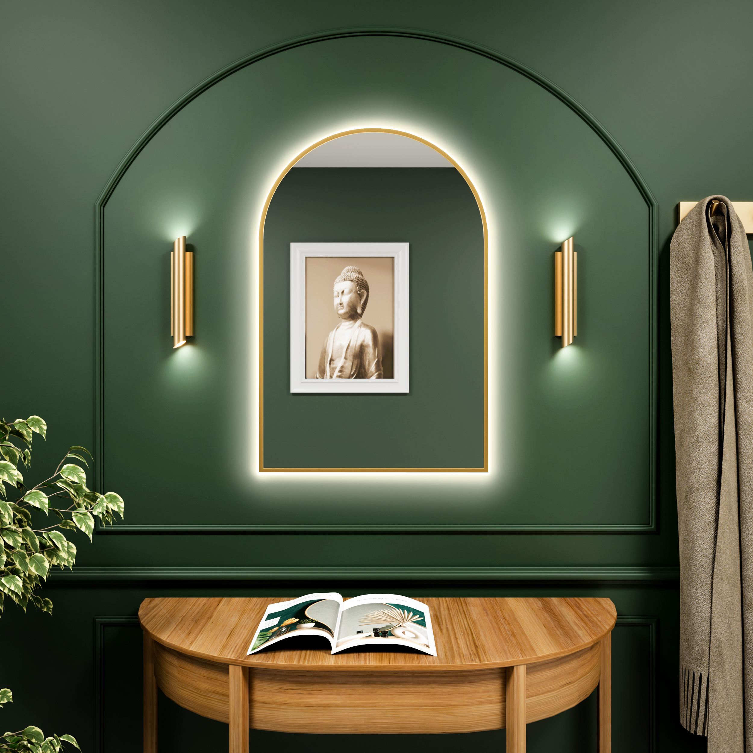 Baltica Design Tiny Border Pastille Cut Spiegel 60x180 cm mit Beleuchtung gold 5904107929811