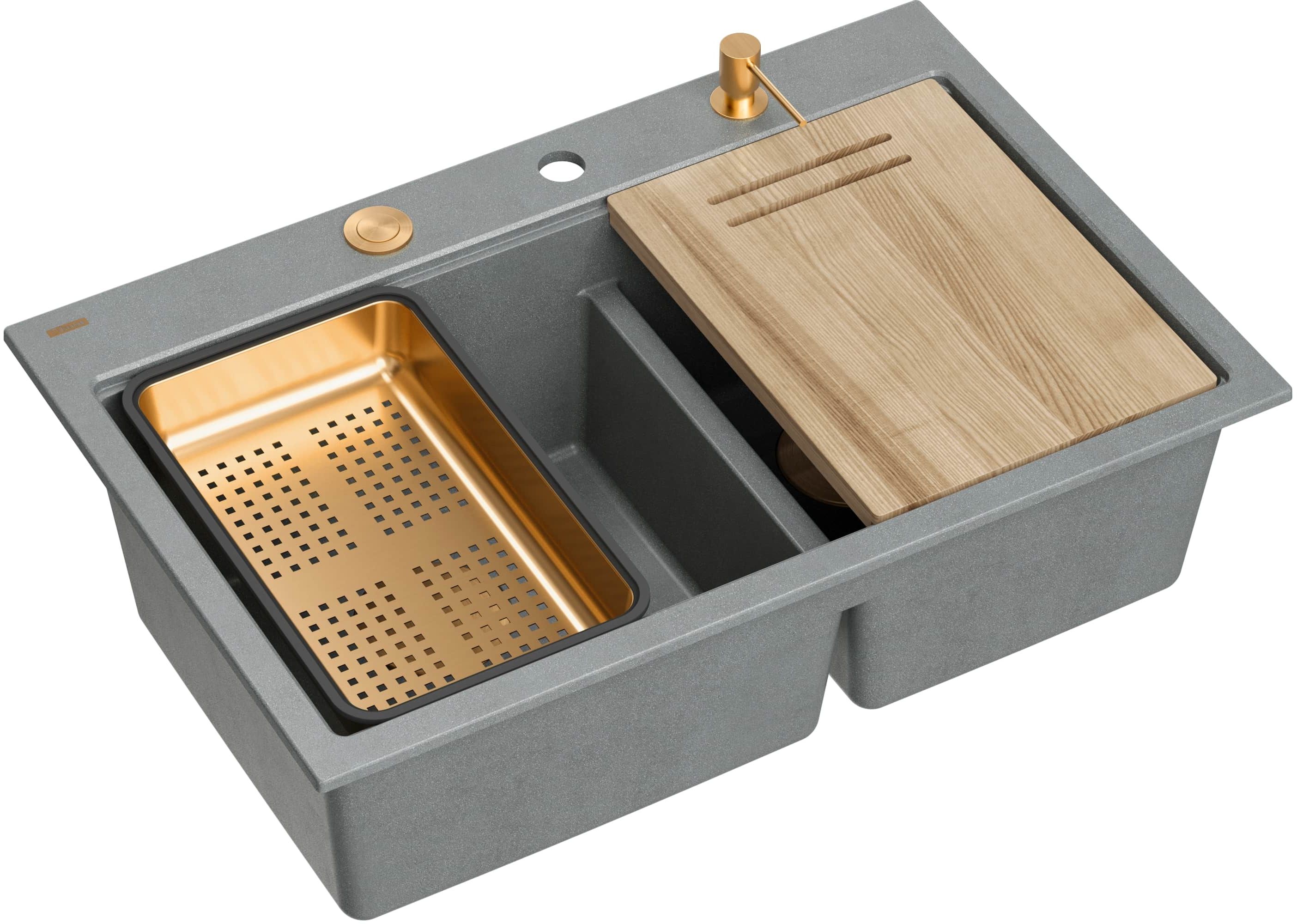 Quadron Marc 120 GraniteQ-Spüle 76x50 cm grau/graphit/onyx HQC7650U5_PVDC1