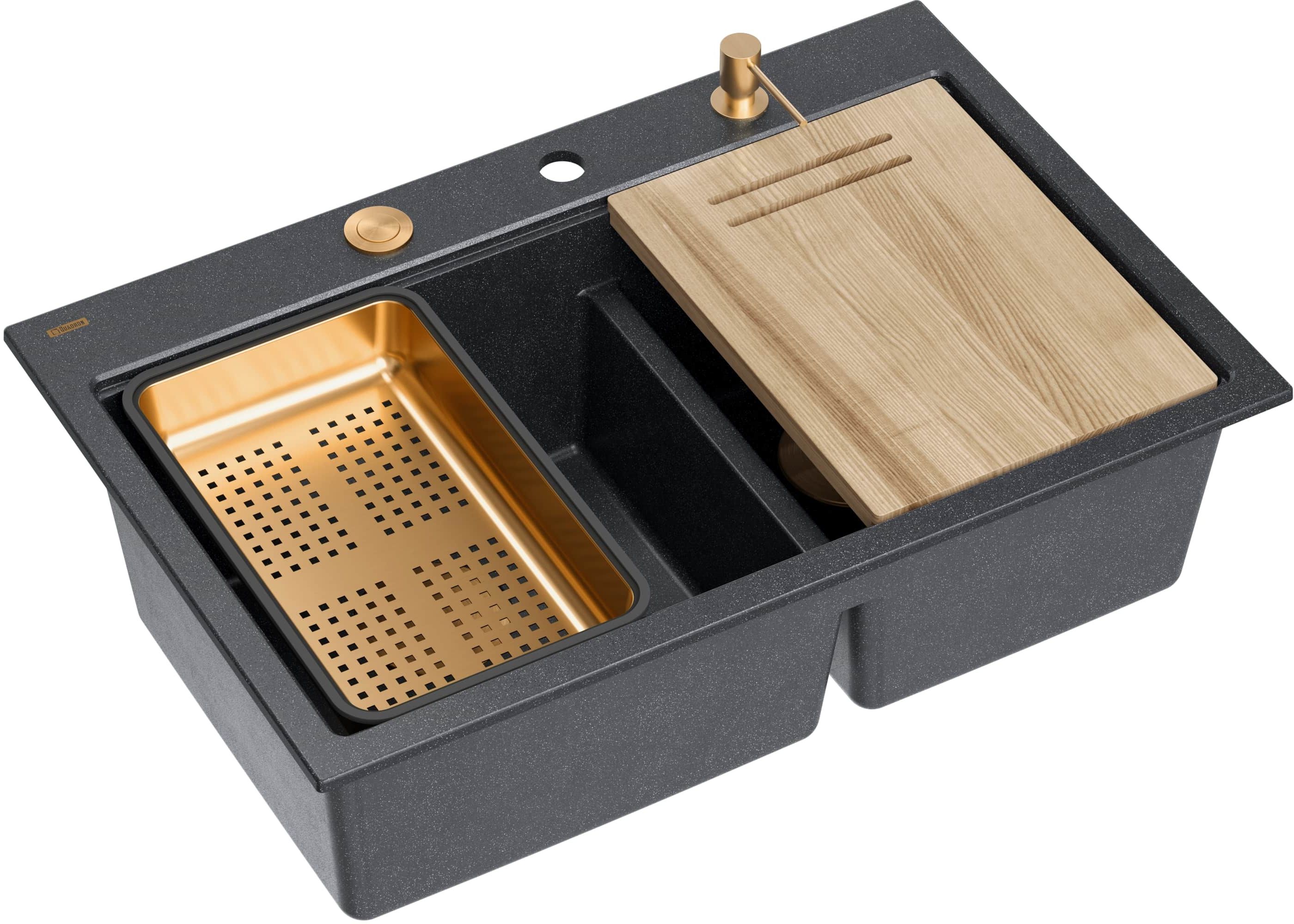 Quadron Marc 120 GraniteQ-Spüle 76x50 cm schwarz HQC7650U8_PVDC1