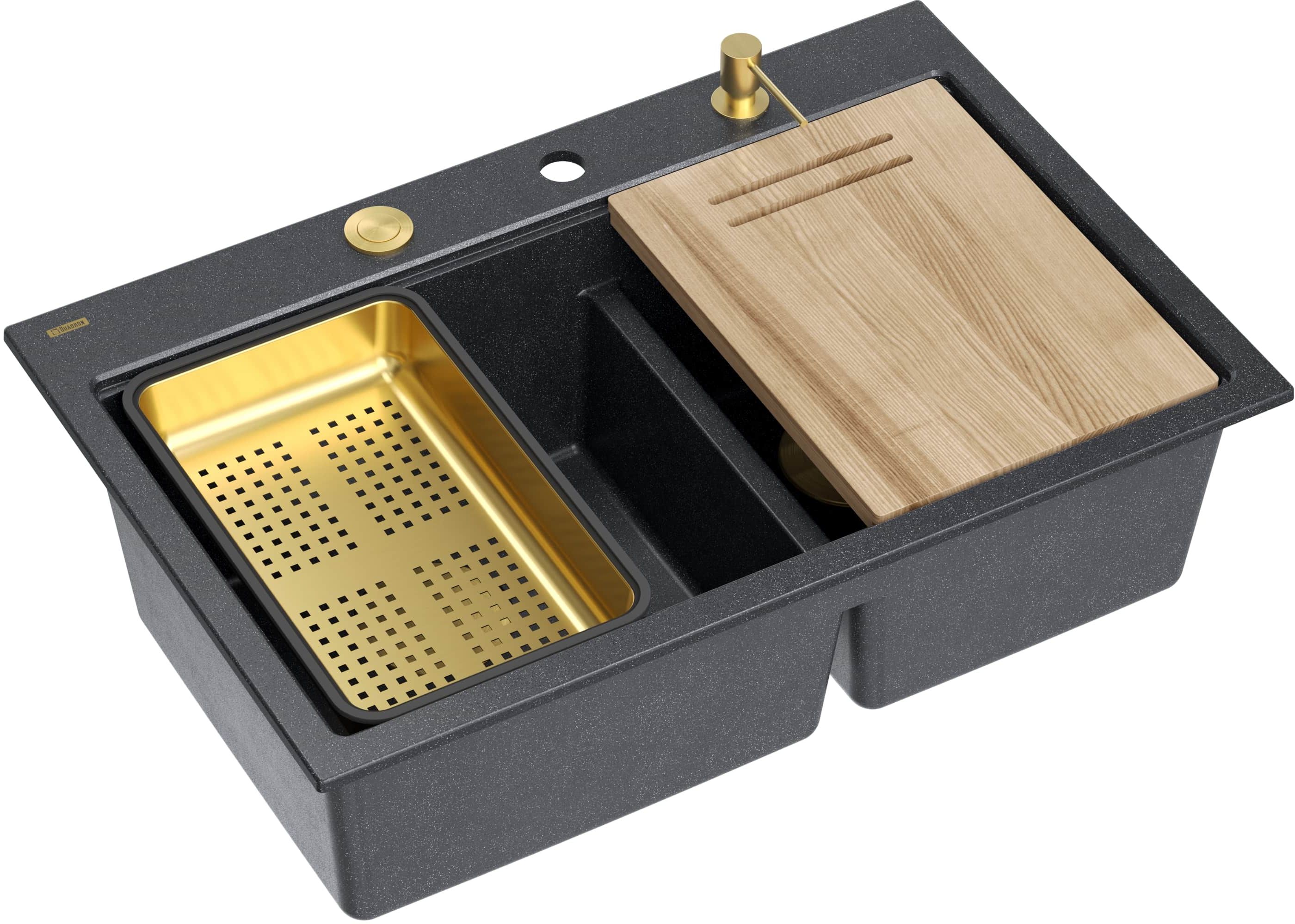 Quadron Marc 120 GraniteQ-Spüle 76x50 cm schwarz HQC7650U8_PVDG1