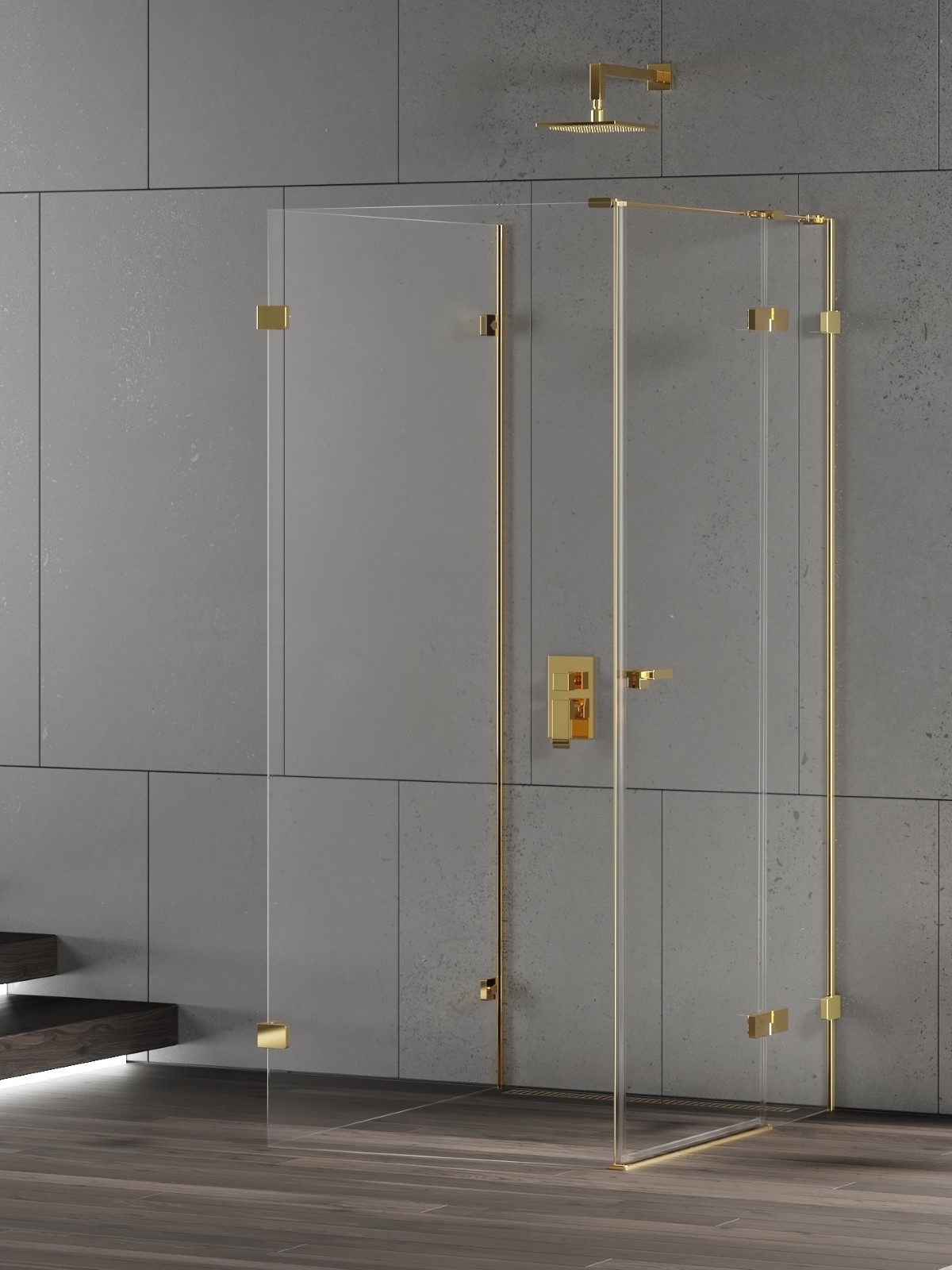 New Trendy Eventa Gold Shine Dusche 100x80 cm rechteckig gold Glanz/durchsichtiges Glas EXK-4821