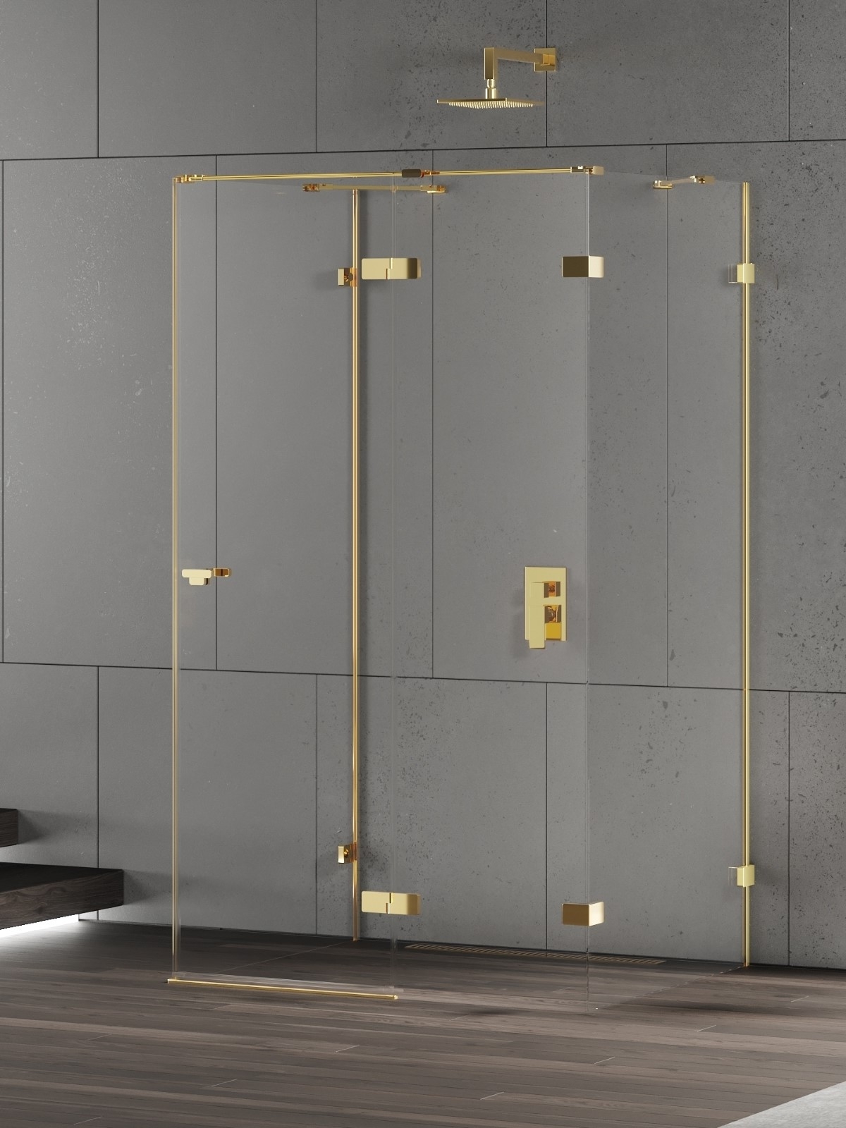 New Trendy Eventa Gold Shine Dusche 100x80 cm rechteckig gold Glanz/durchsichtiges Glas EXK-4797