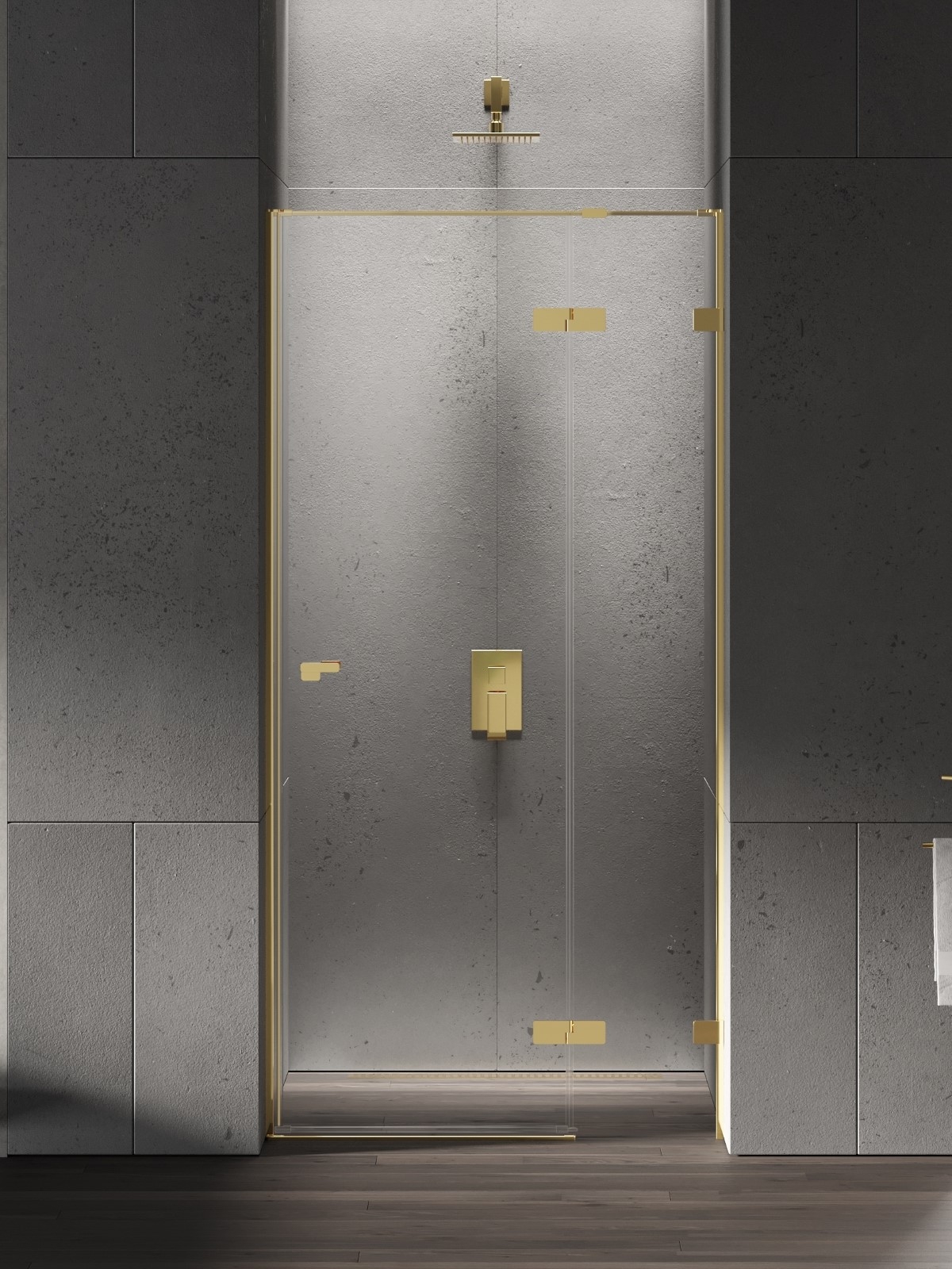 New Trendy Eventa Gold Shine Duschtüren 110 cm aufklappbar gold Glanz/durchsichtiges Glas EXK-4678