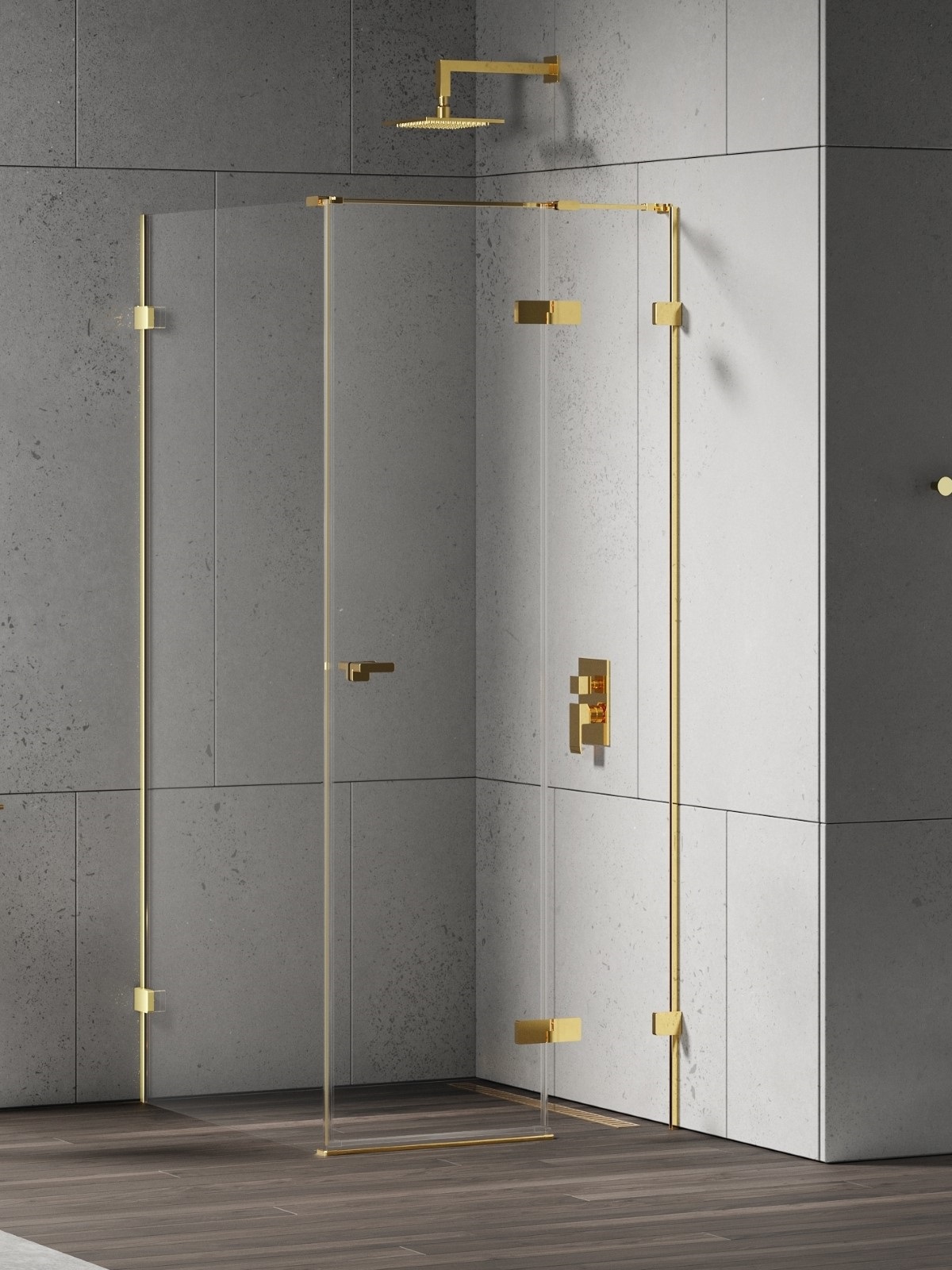 New Trendy Eventa Gold Shine Dusche 110x100 cm rechteckig gold Glanz/durchsichtiges Glas EXK-4740
