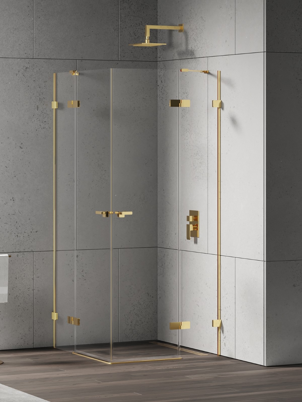 New Trendy Eventa Gold Shine Dusche 110x100 cm rechteckig gold Glanz/durchsichtiges Glas EXK-4766