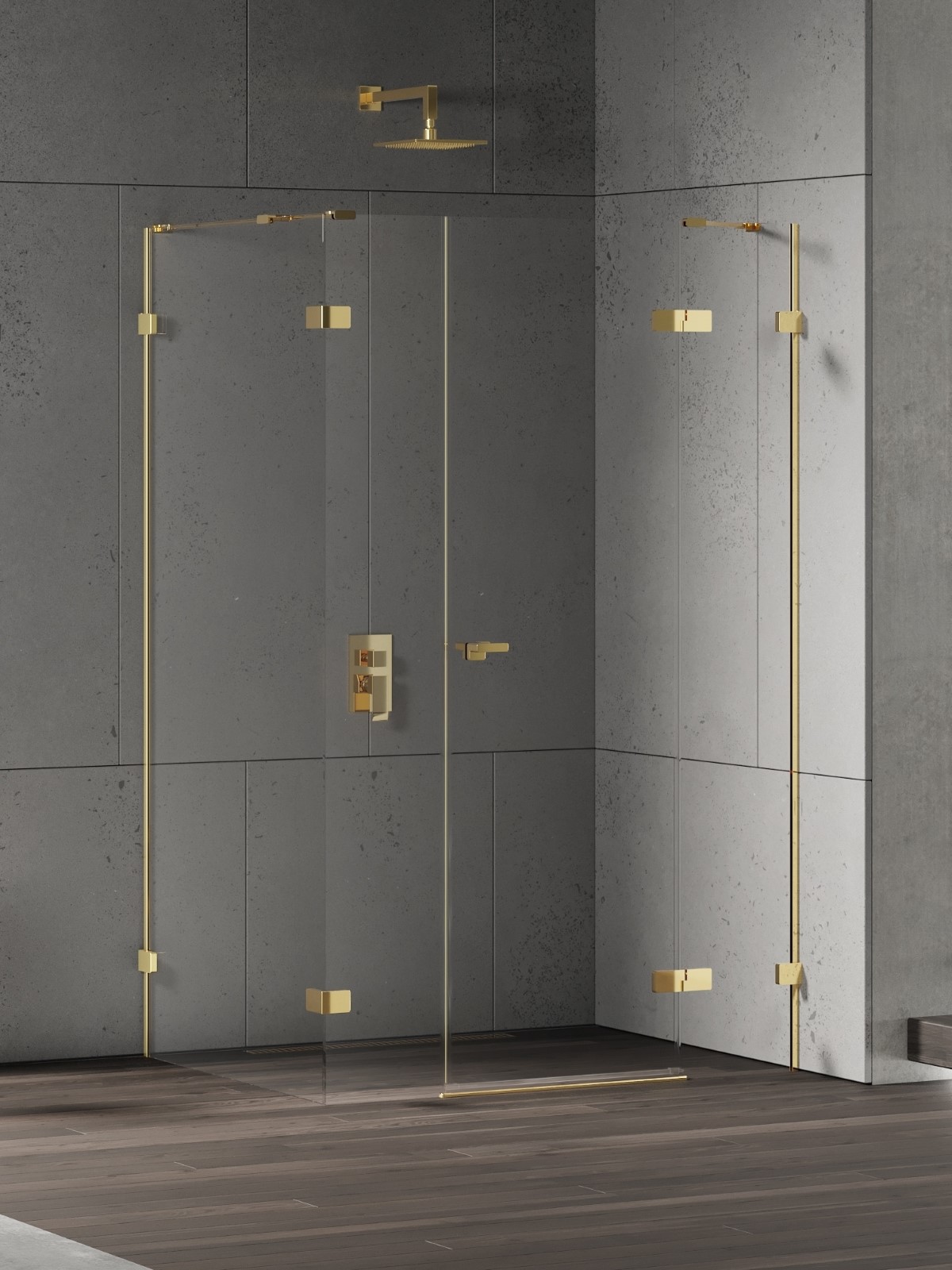 New Trendy Eventa Gold Shine Dusche 110x80 cm rechteckig gold Glanz/durchsichtiges Glas EXK-4775