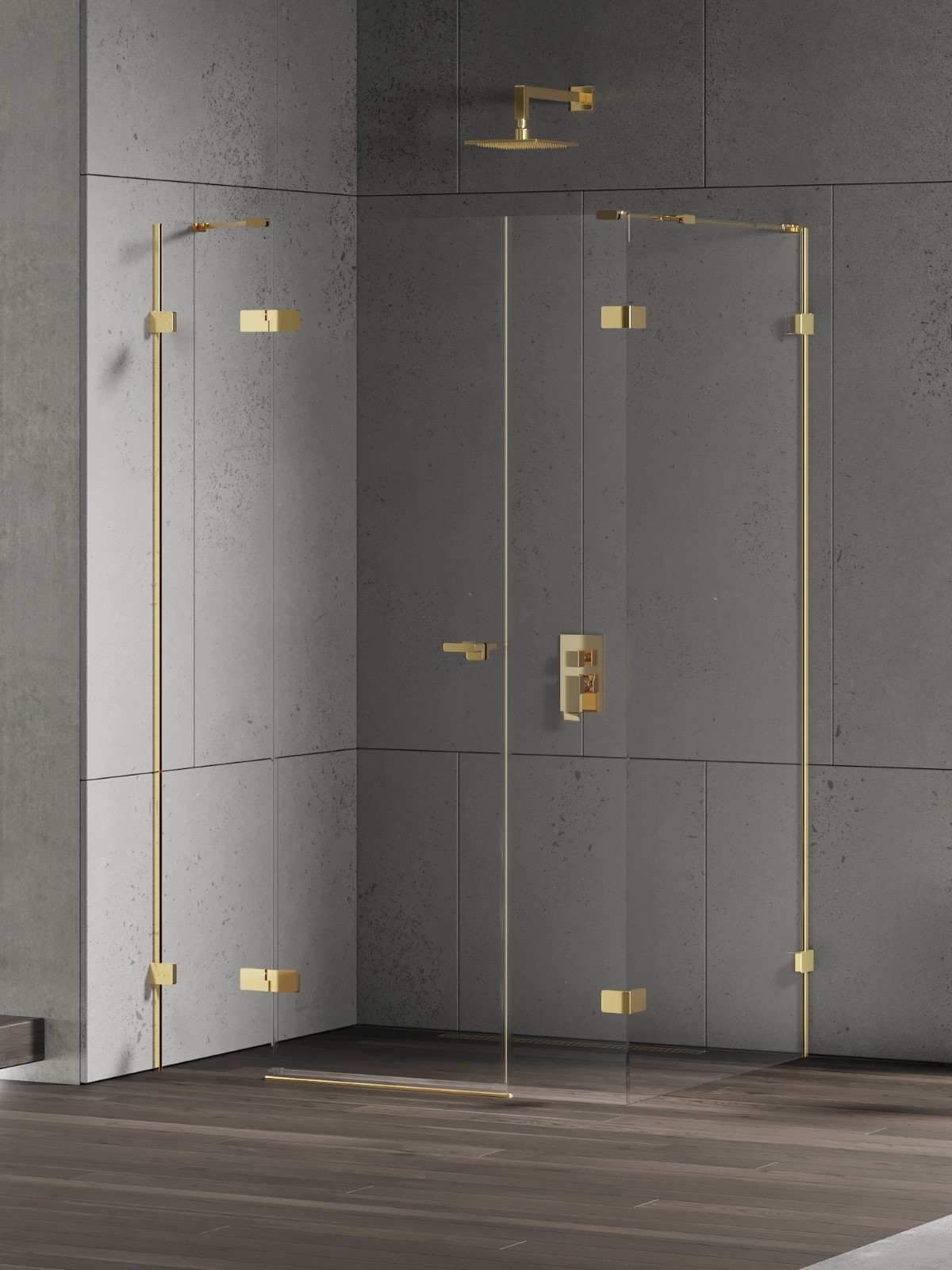 New Trendy Eventa Gold Shine Dusche 130x90 cm rechteckig gold Glanz/durchsichtiges Glas EXK-4783