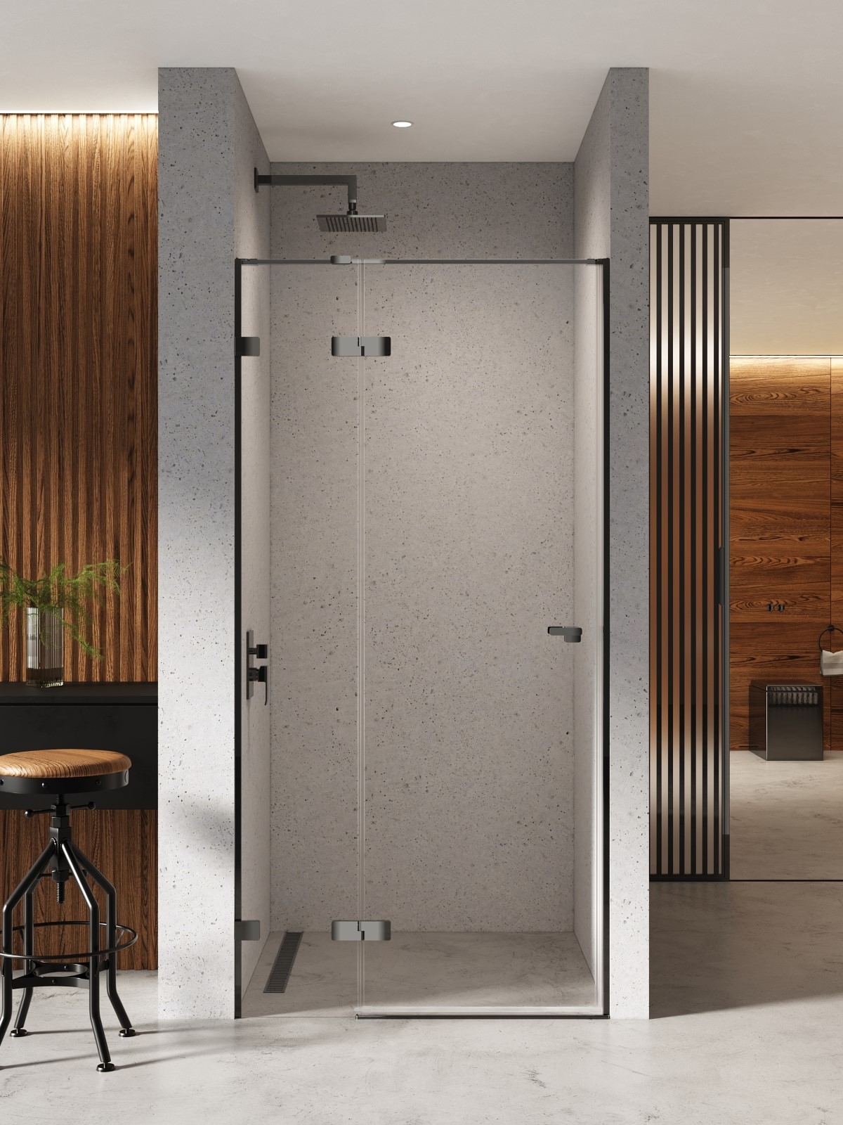 New Trendy Eventa Black Chrome Duschtüren 100 cm aufklappbar schwarz Glanz/durchsichtiges Glas EXK-6131