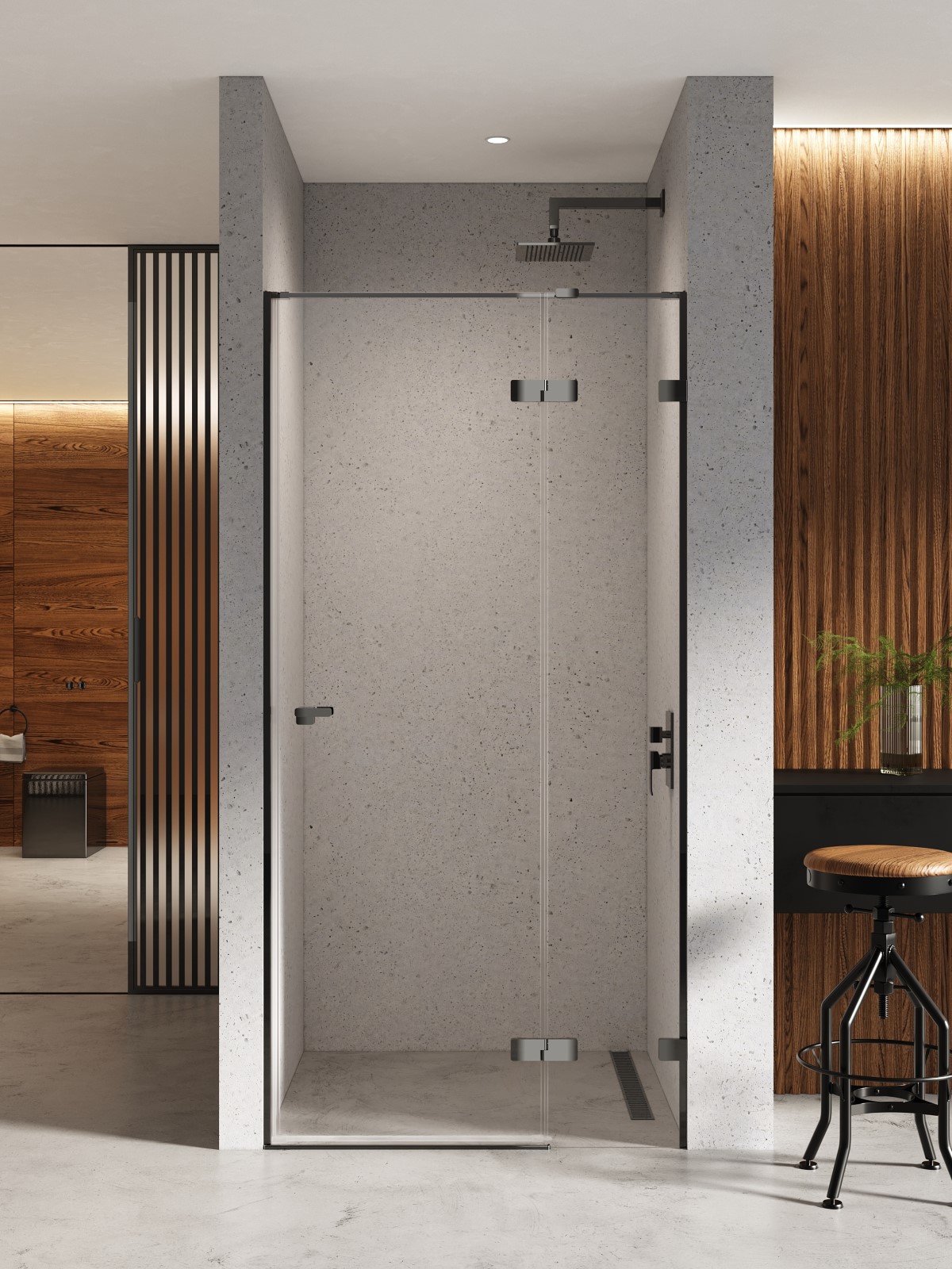 New Trendy Eventa Black Chrome Duschtüren 120 cm aufklappbar schwarz Glanz/durchsichtiges Glas EXK-6136